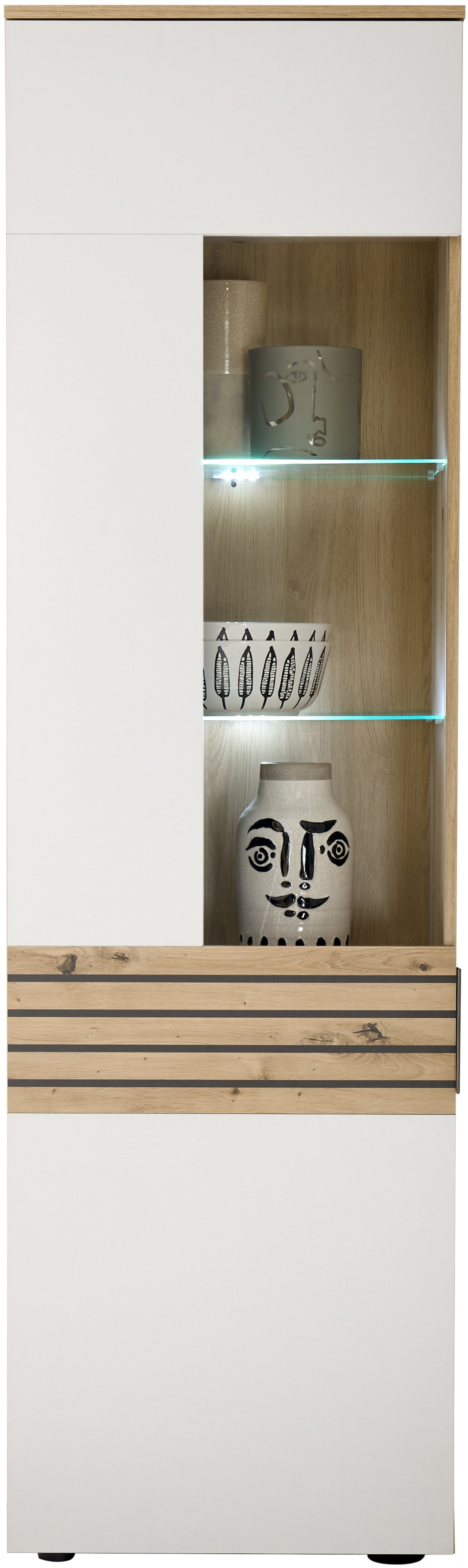HBZ Vitrine »BZ 5110«, (1 St.), mit LED-Beleuchtung, Vitrinenschrank wahlweise in grau oder weiß