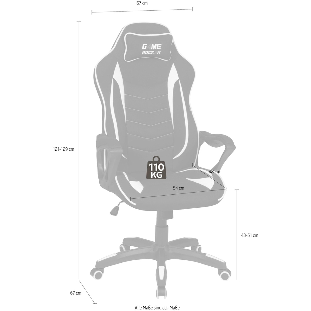 Duo Collection Gaming-Stuhl »Game-Rocker R-10«, Stoffbezug-Netzstoff, komfortabler Bürostuhl mit Nackenkissen & Drehfunktion