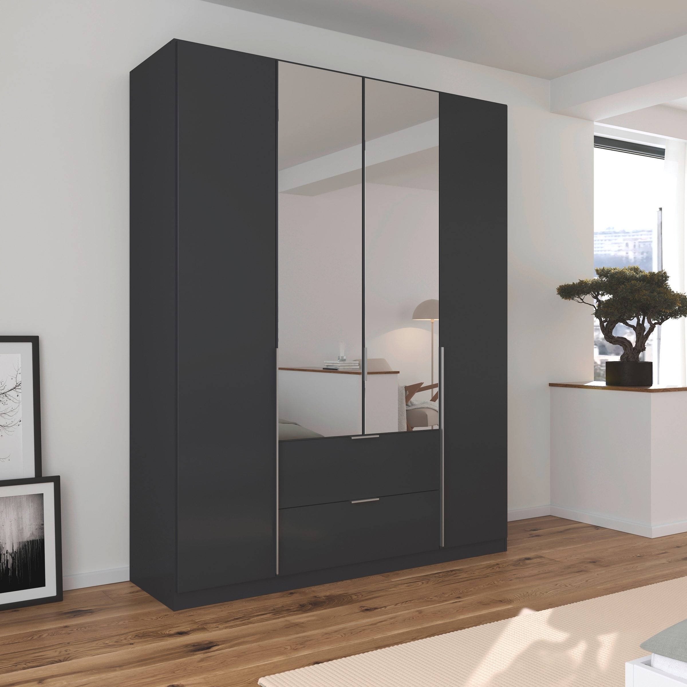 rauch Drehtürenschrank »Kleiderschrank Schrank Garderobe AGORDO mit Dekor- oder Hochglanzfront«, mit Außenschubkästen, in 6 Breiten und 2 Höhen MADE IN GERMANY