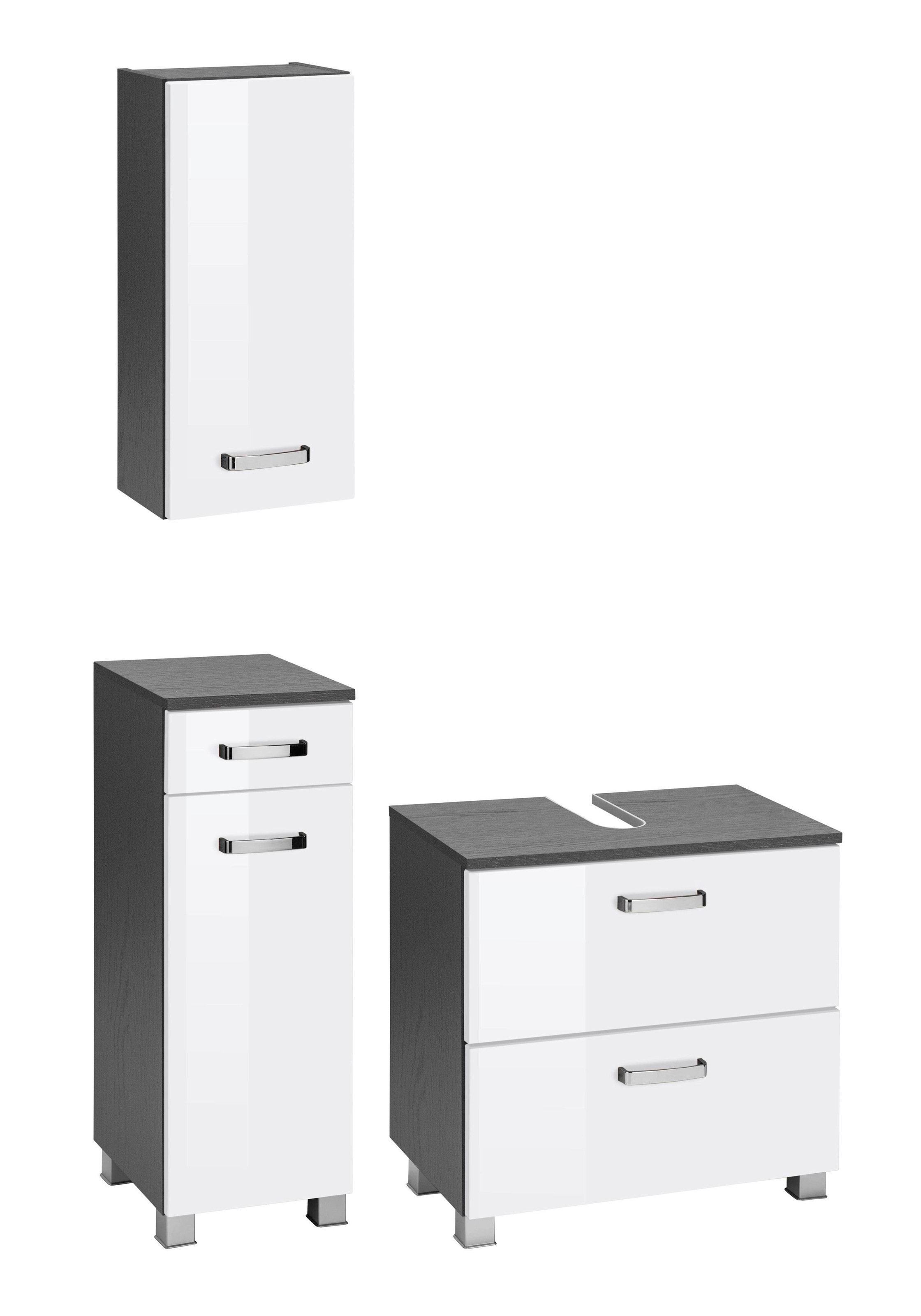welltime Badmöbel-Set »Ravenna«, (3 St.), Hängeschrank, Unterschrank, Waschbeckenunterbeckenschrank