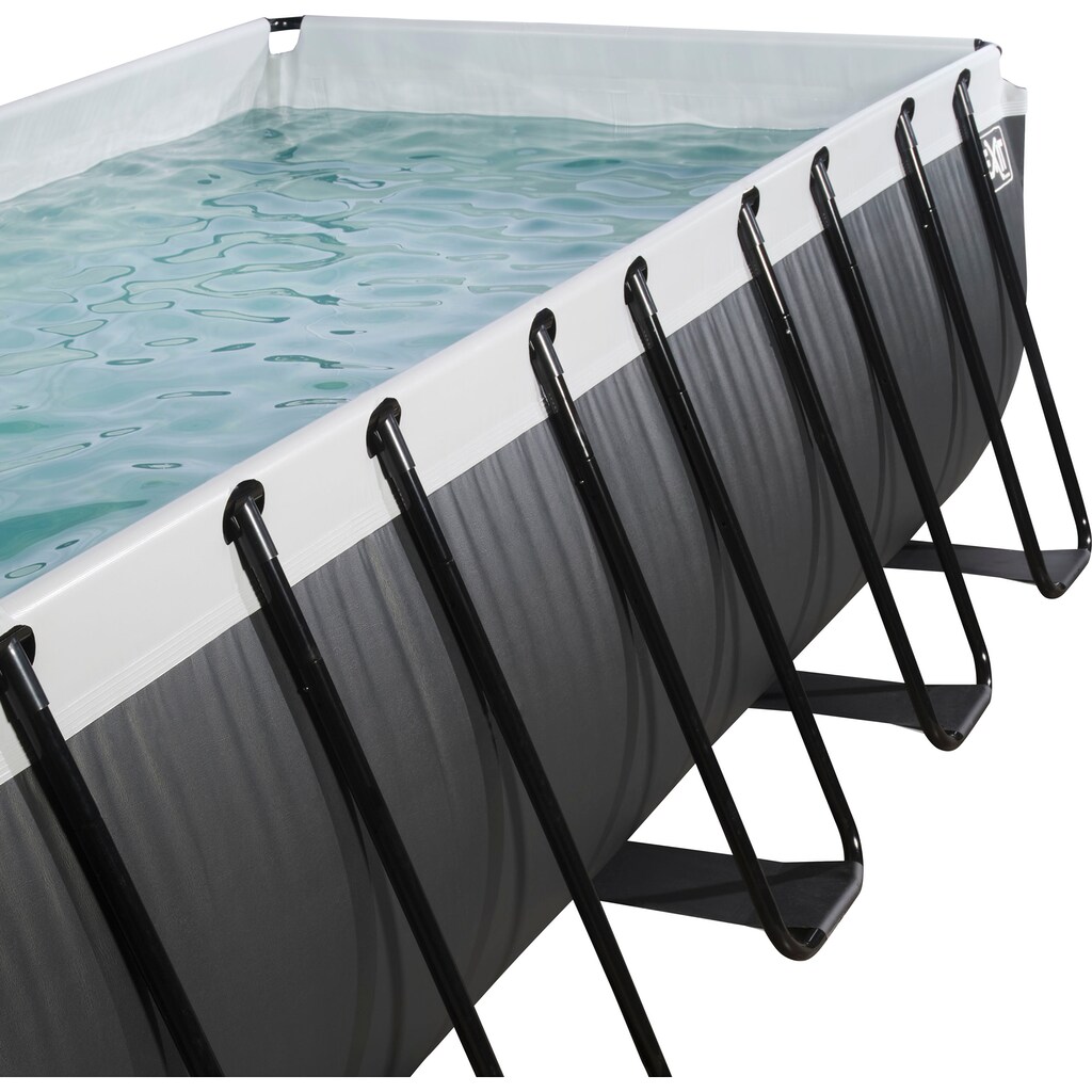 EXIT Rechteckpool »Black Leather Pool«, BxLxH: 250x540x122 cm, mit Sandfilteranlage, Wärmepumpe, Leiter und Abdeckung