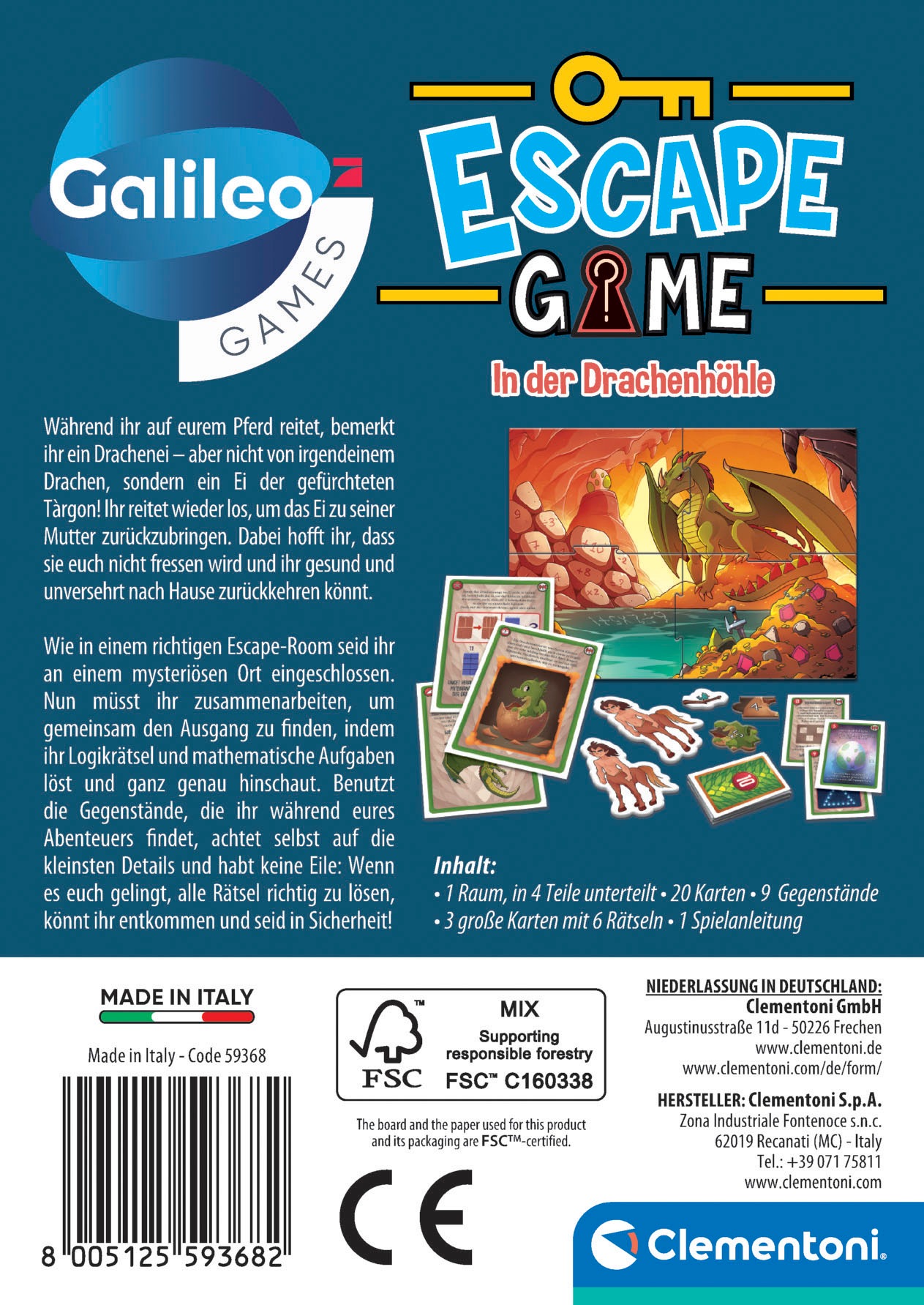 Clementoni® Spiel »Galileo Games, Escape Games, In der Drachenhöhle«, Made in Europe