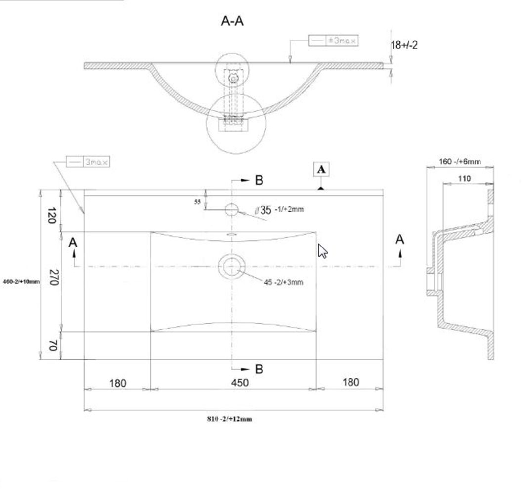 welltime Waschtisch »Trento Light mit Keramik-Auflagebecken«, 1 feste Blende und 1 Auszug, Breite: 101cm, Weiß Hochglanz