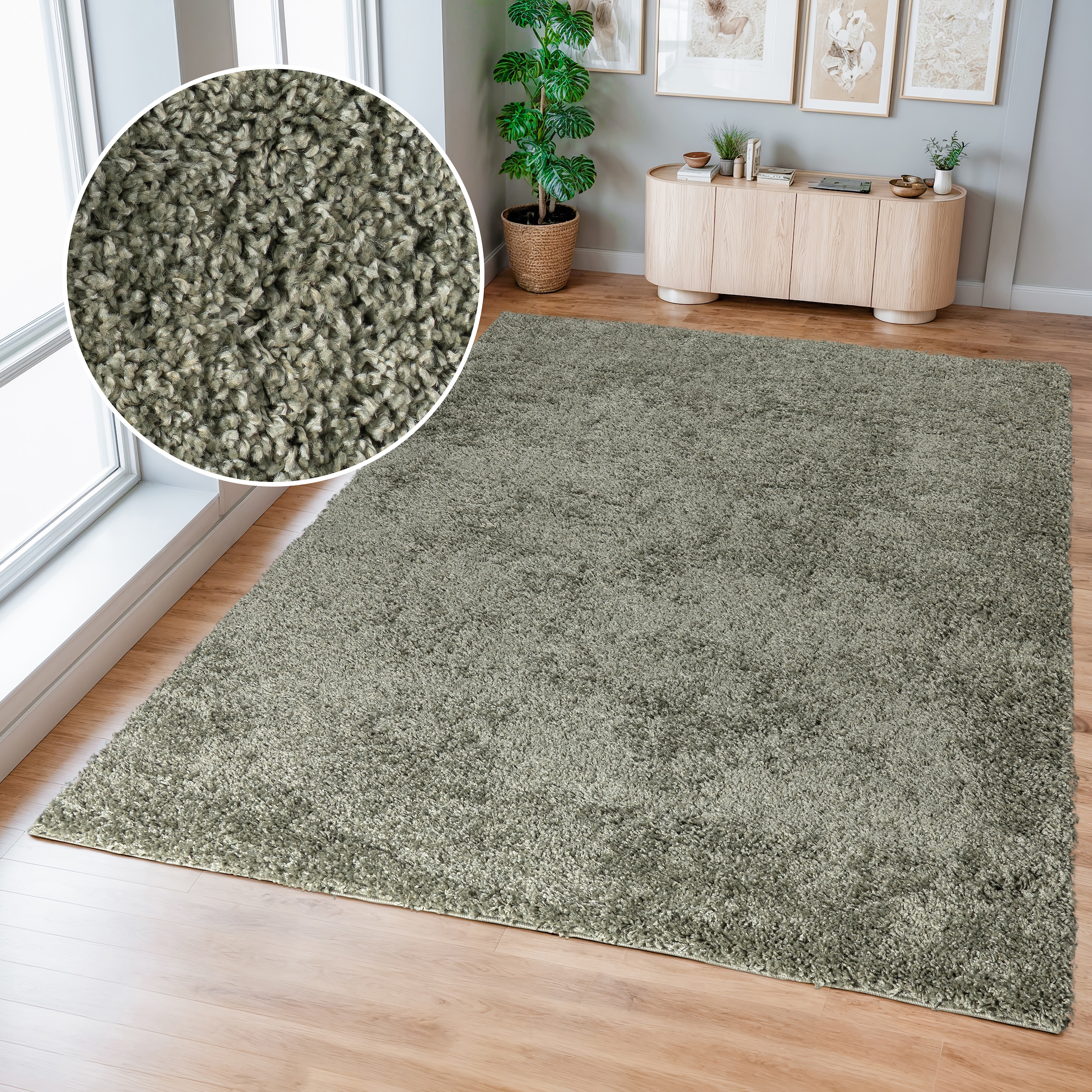 my home Hochflor-Teppich »Viva« rechteckig 45 mm Höhe Uni Farben, einfarbig günstig online kaufen