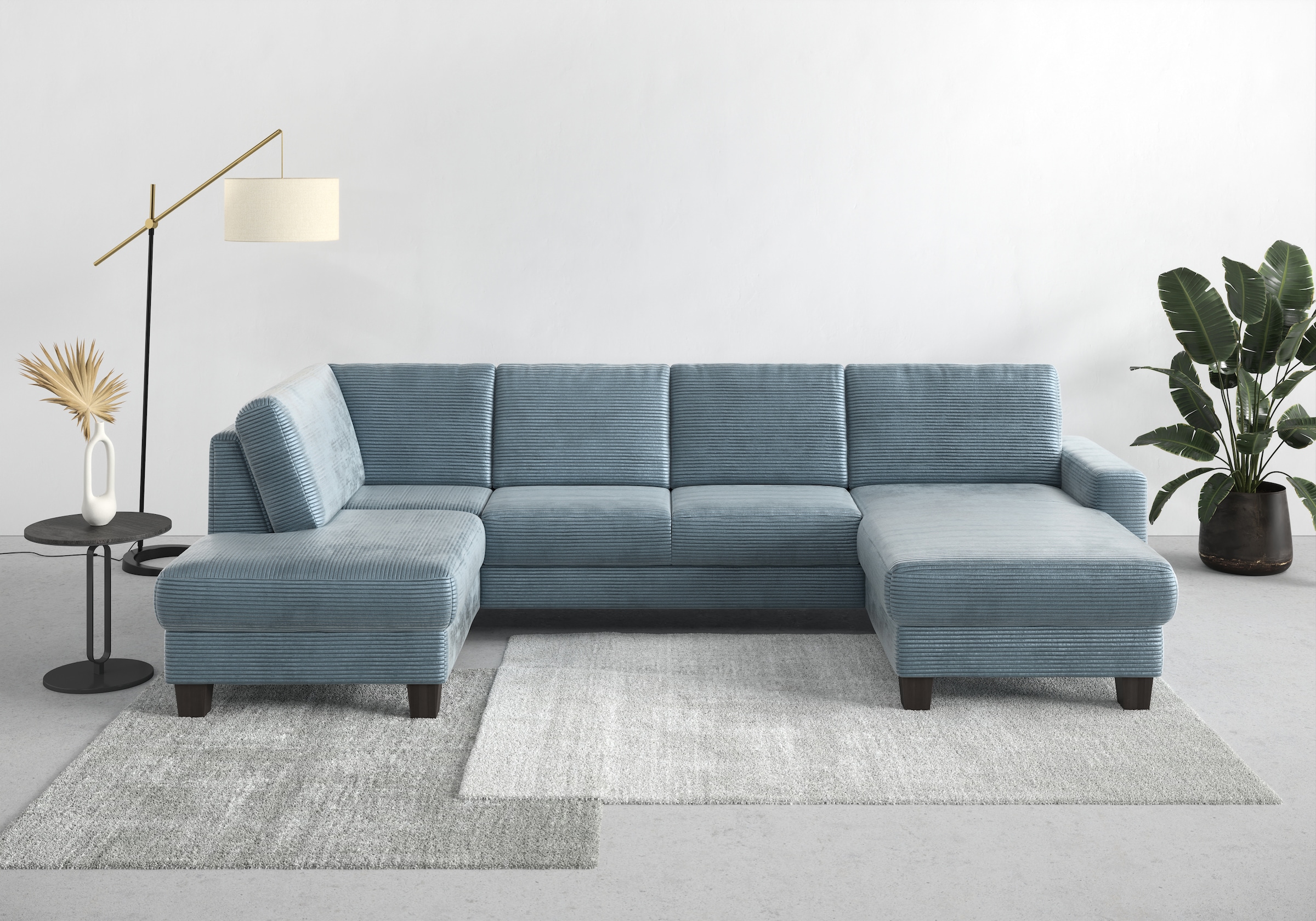 Home affaire Wohnlandschaft »Summer U-Form«, mit oder ohne Bettfunktion und Bettkasten, wengefarbene Holzfüße