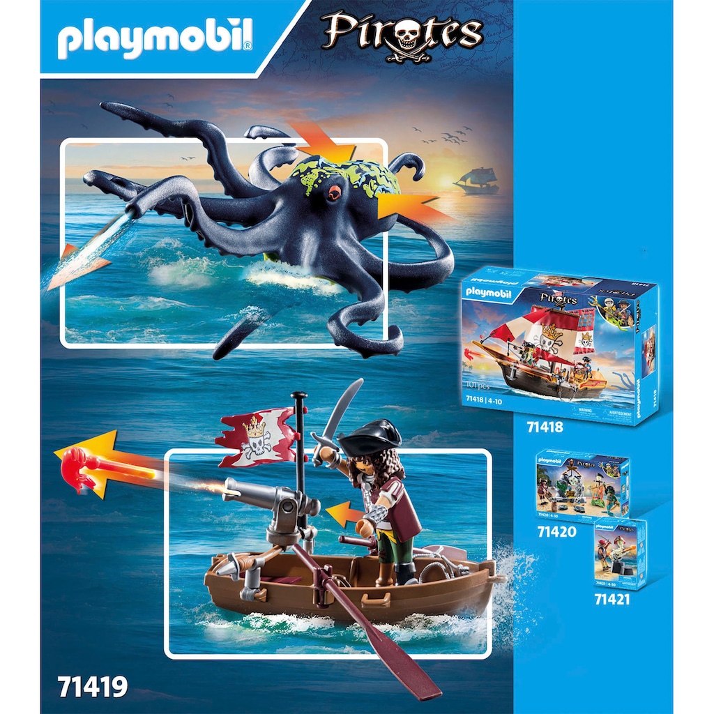 Playmobil® Konstruktions-Spielset »Kampf gegen den Riesenoktopus (71419), Pirates«, (44 St.)