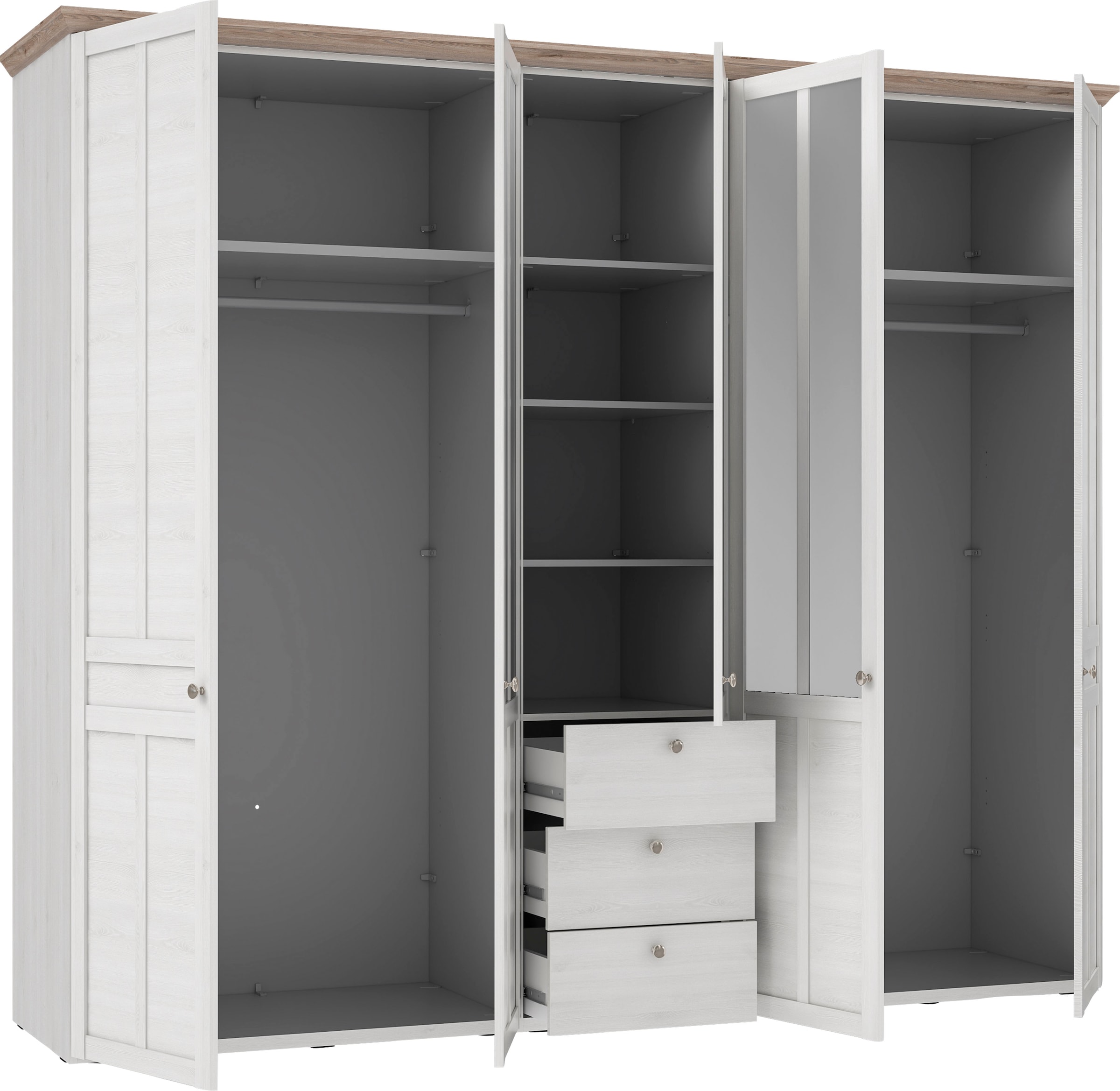 FORTE Kleiderschrank »Iloppa«, (Maße: B/H/T ca. 155x192,6x57,3 cm), im Landhausstil