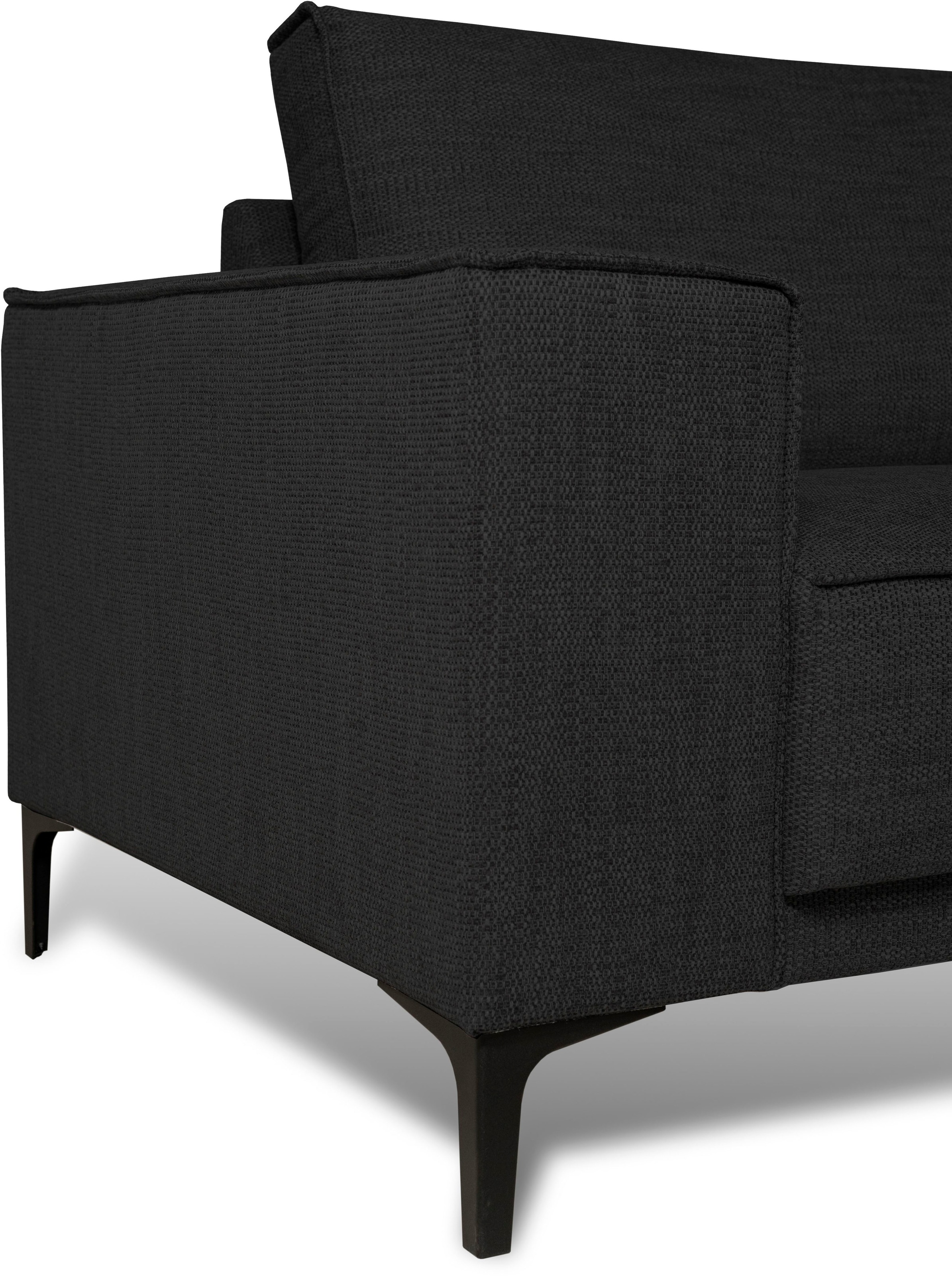Places of Style Wohnlandschaft »XXL Sofa Oland, Struktur, Flachgewebe, Luxus-Microfaser, Boucle«, U-Form, 342 cm, Wellenunterfederung, Skandi-Design, Metallfüße
