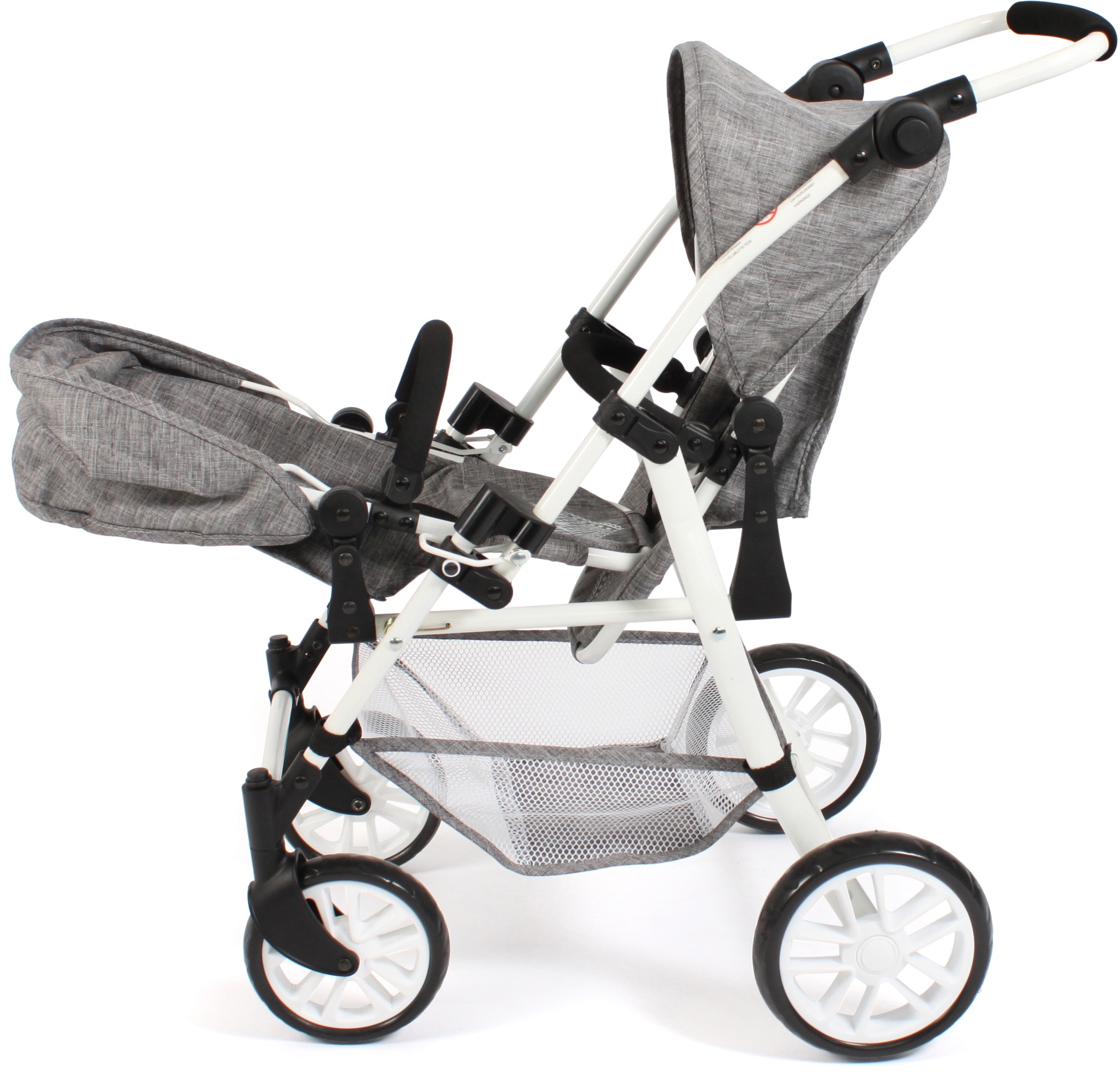 CHIC2000 Puppen-Zwillingsbuggy »Twinny, Jeans Grey«, mit schwenkbaren Vorderrädern