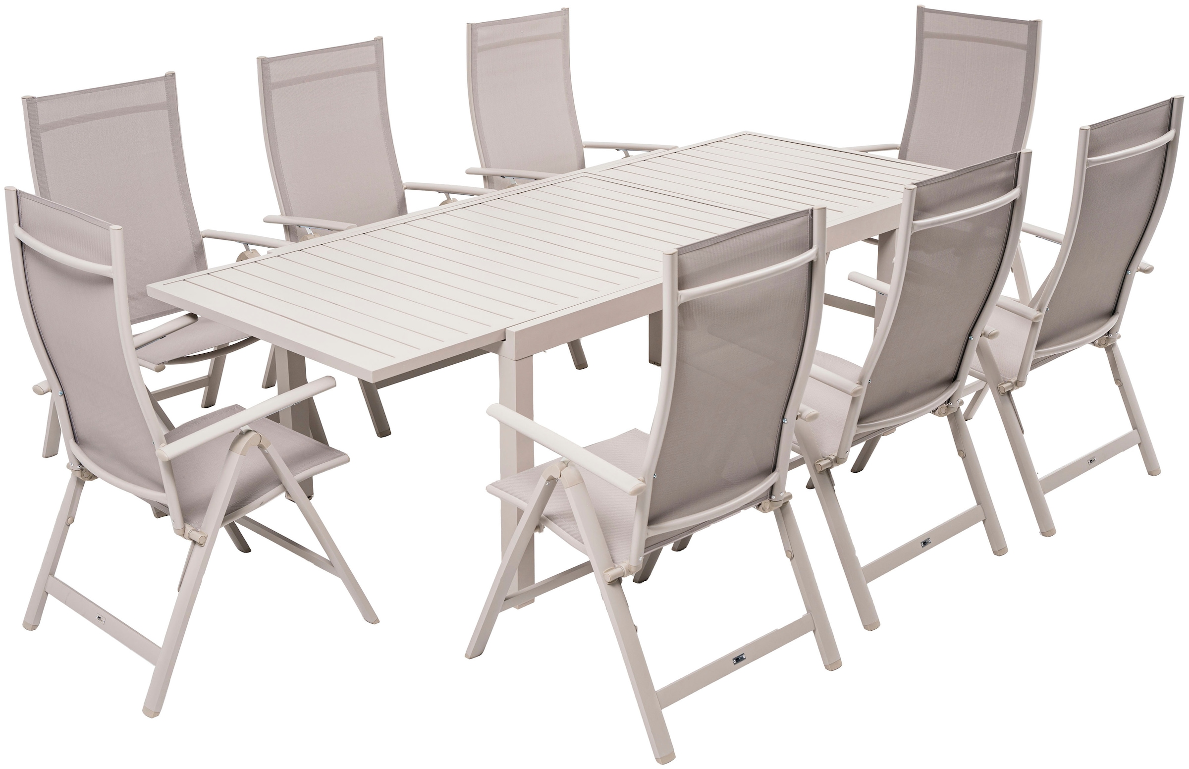 KONIFERA Garten-Essgruppe »Palermo« 8x Sessel, 1x AZ-Tisch 160-240x100 cm, günstig online kaufen