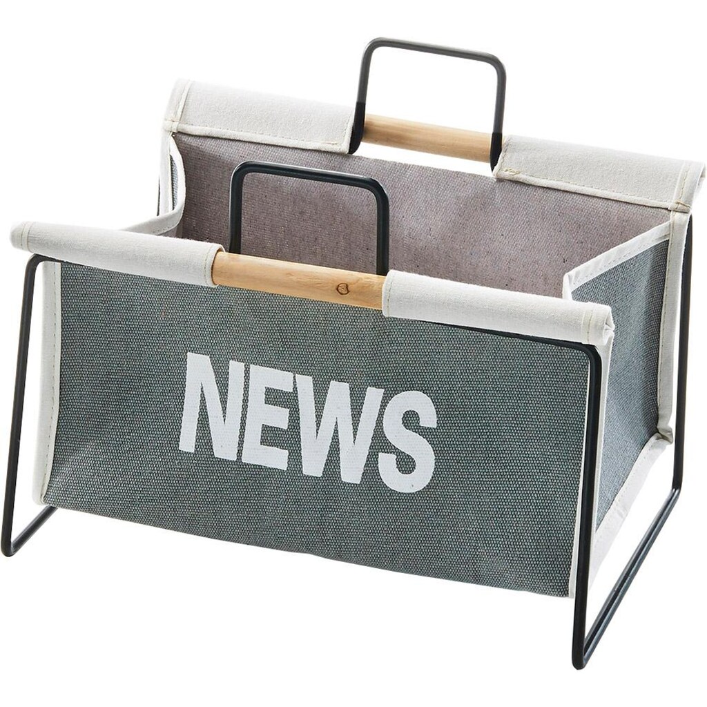 locker Zeitungsständer »Zeitungsständer aus Metall, schwarz und Canvas grau«