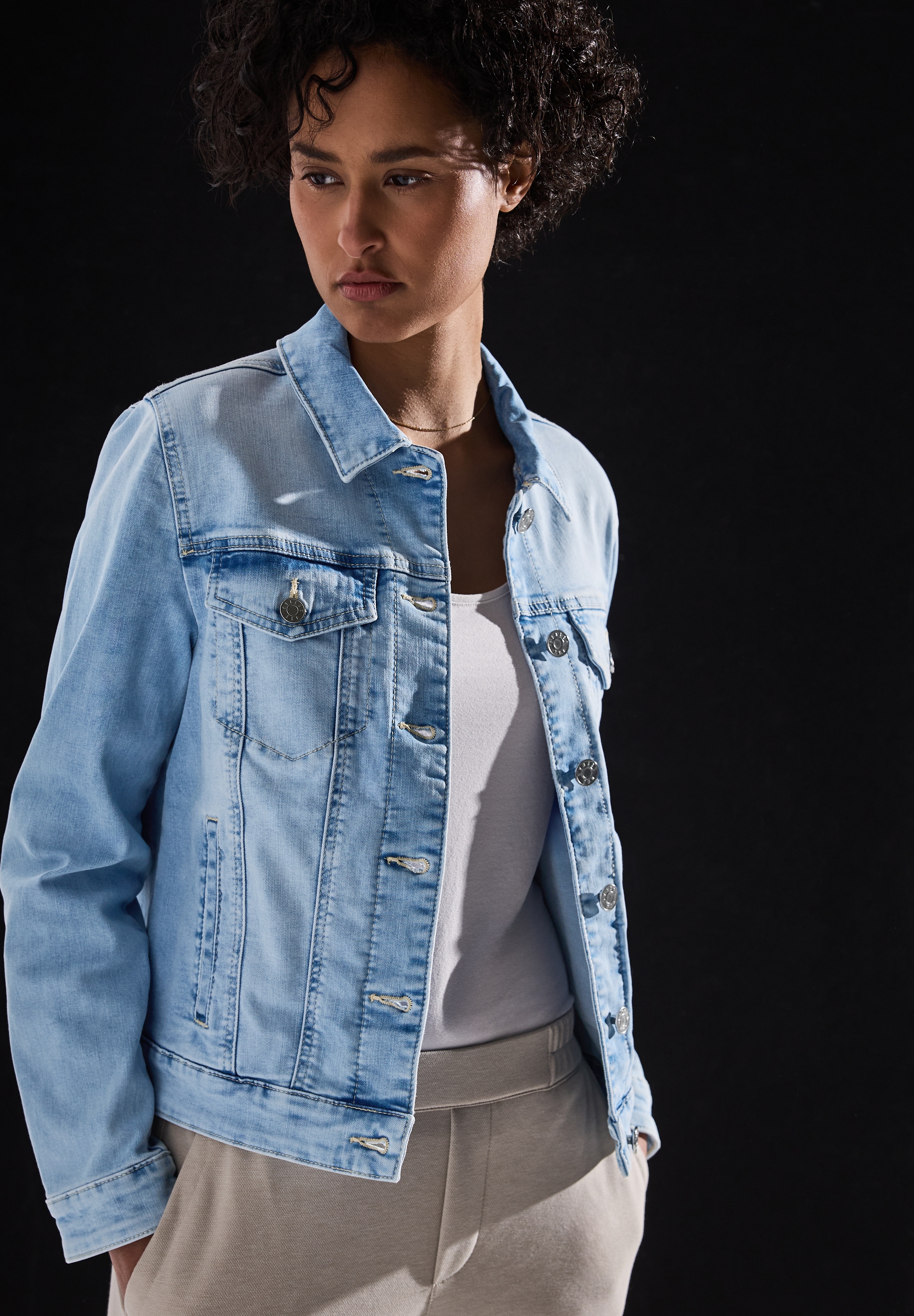 STREET ONE Jeansjacke, ohne Kapuze, im Bleached-Look