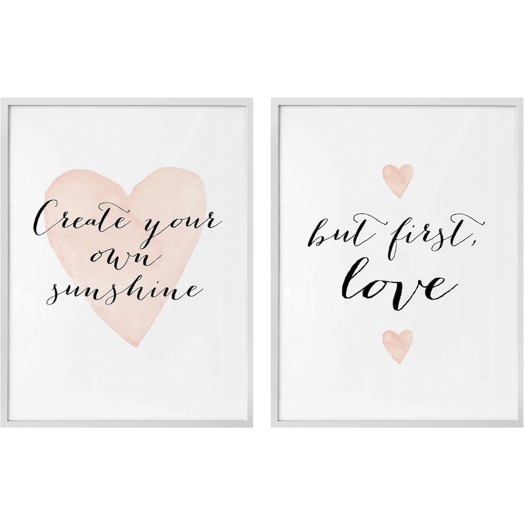 Wall-Art Poster »Confetti and Cream Love is everything«, (Set, 2 St.)