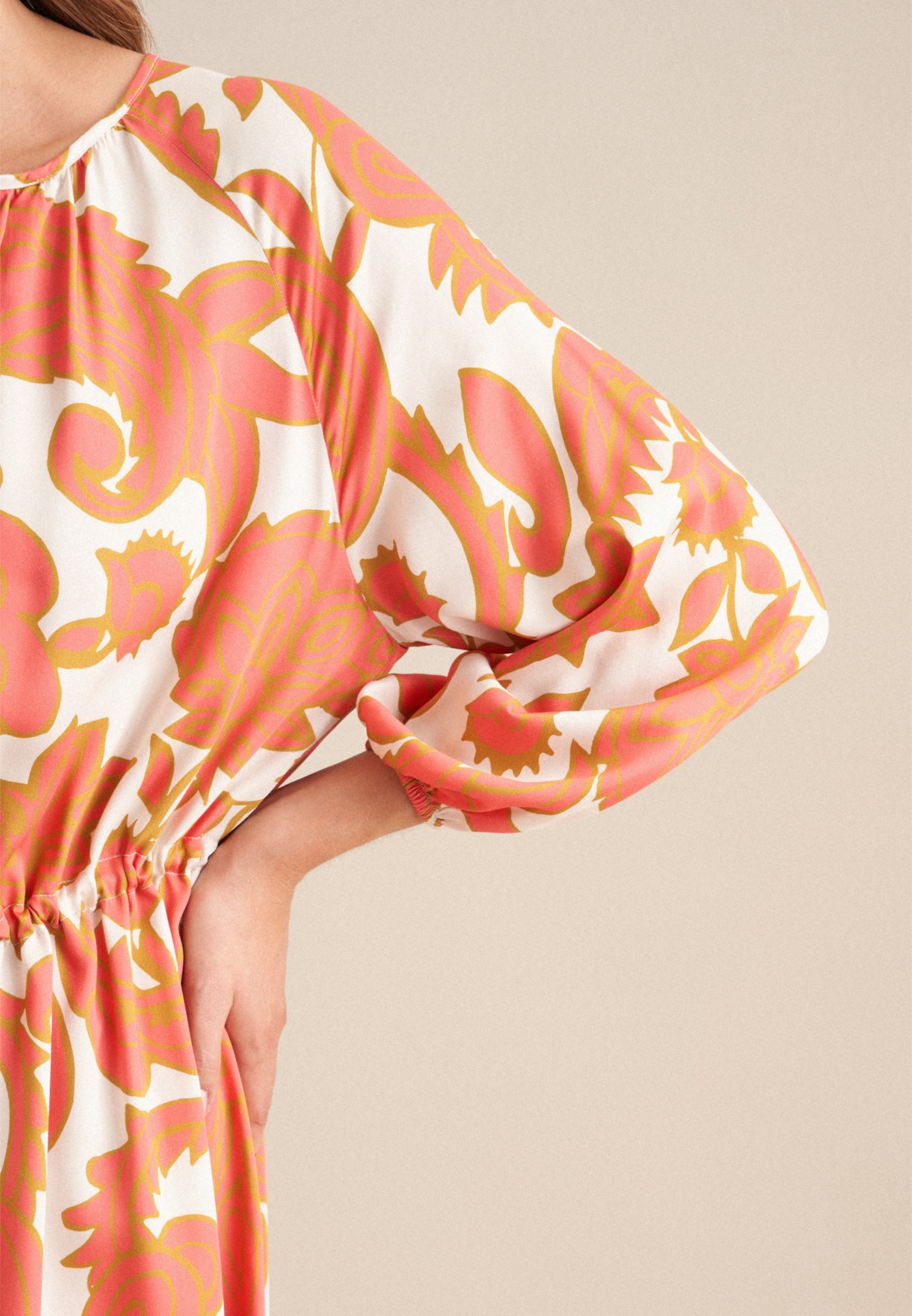 seidensticker Sommerkleid »Schwarze Rose«, 7/8-Arm Rundhals Paisley