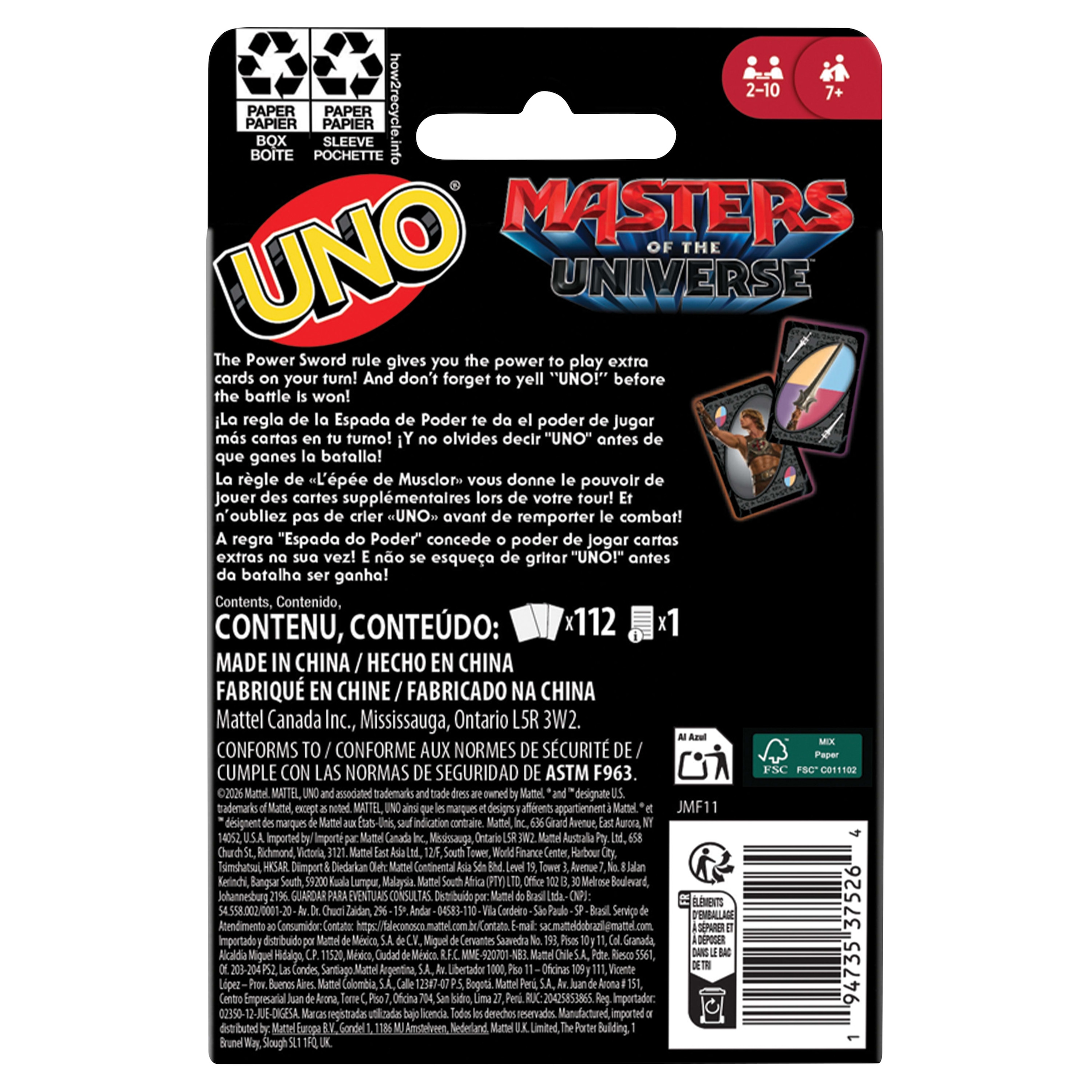 Mattel games Spiel »UNO Masters of the Universe«