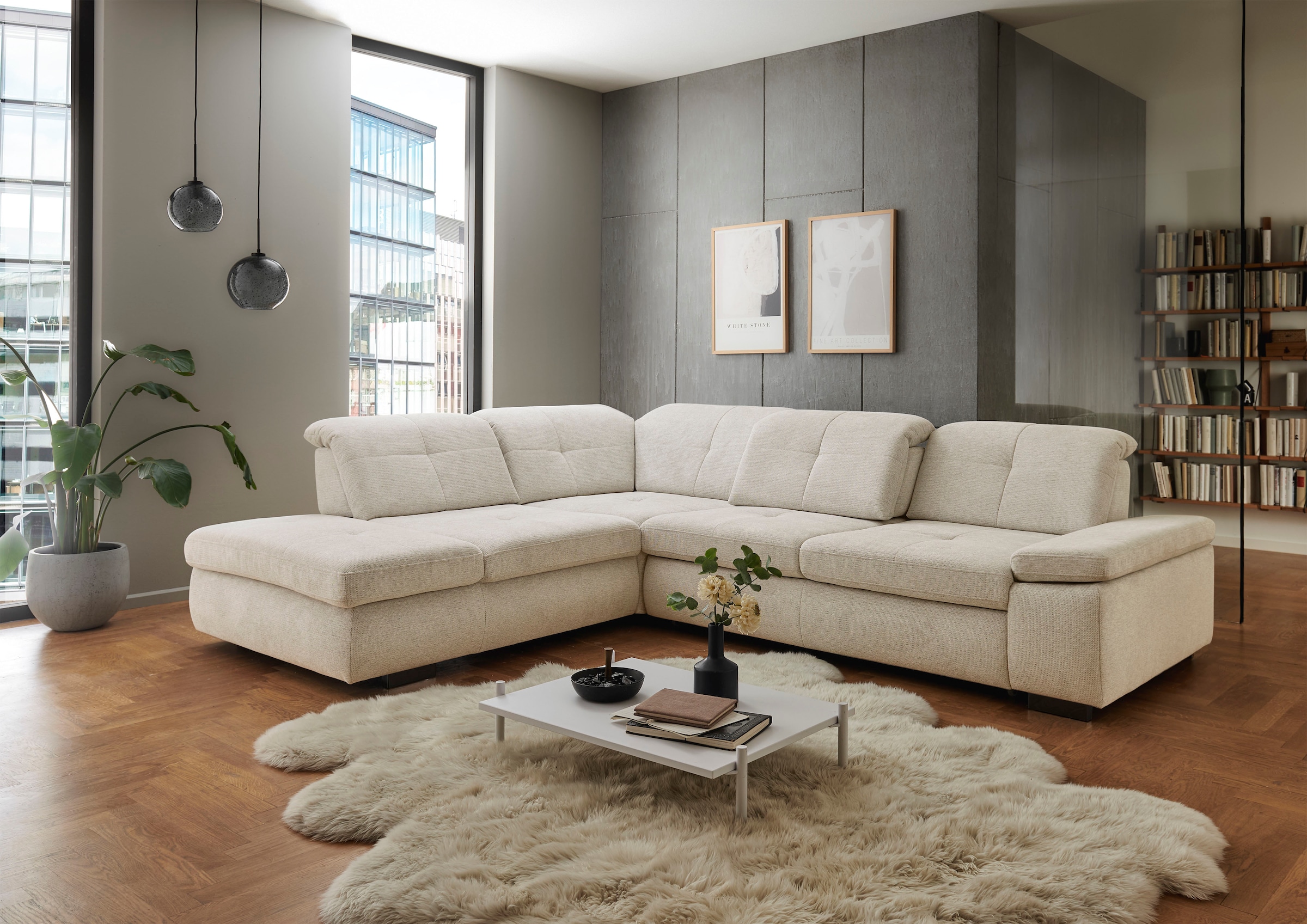 Die PlanBar Ecksofa »MP-IN16012 L-Form mit Federkern-Polsterung«, inkl. Sitztiefenverstellung, optional mit Funktionen