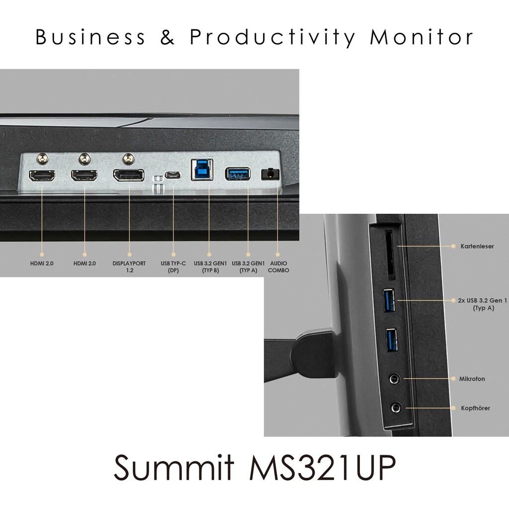 MSI LED-Monitor »Summit MS321UP«, 81 cm/32 Zoll, 3840 x 2160 px, 4K Ultra HD, 4 ms Reaktionszeit, 60 Hz