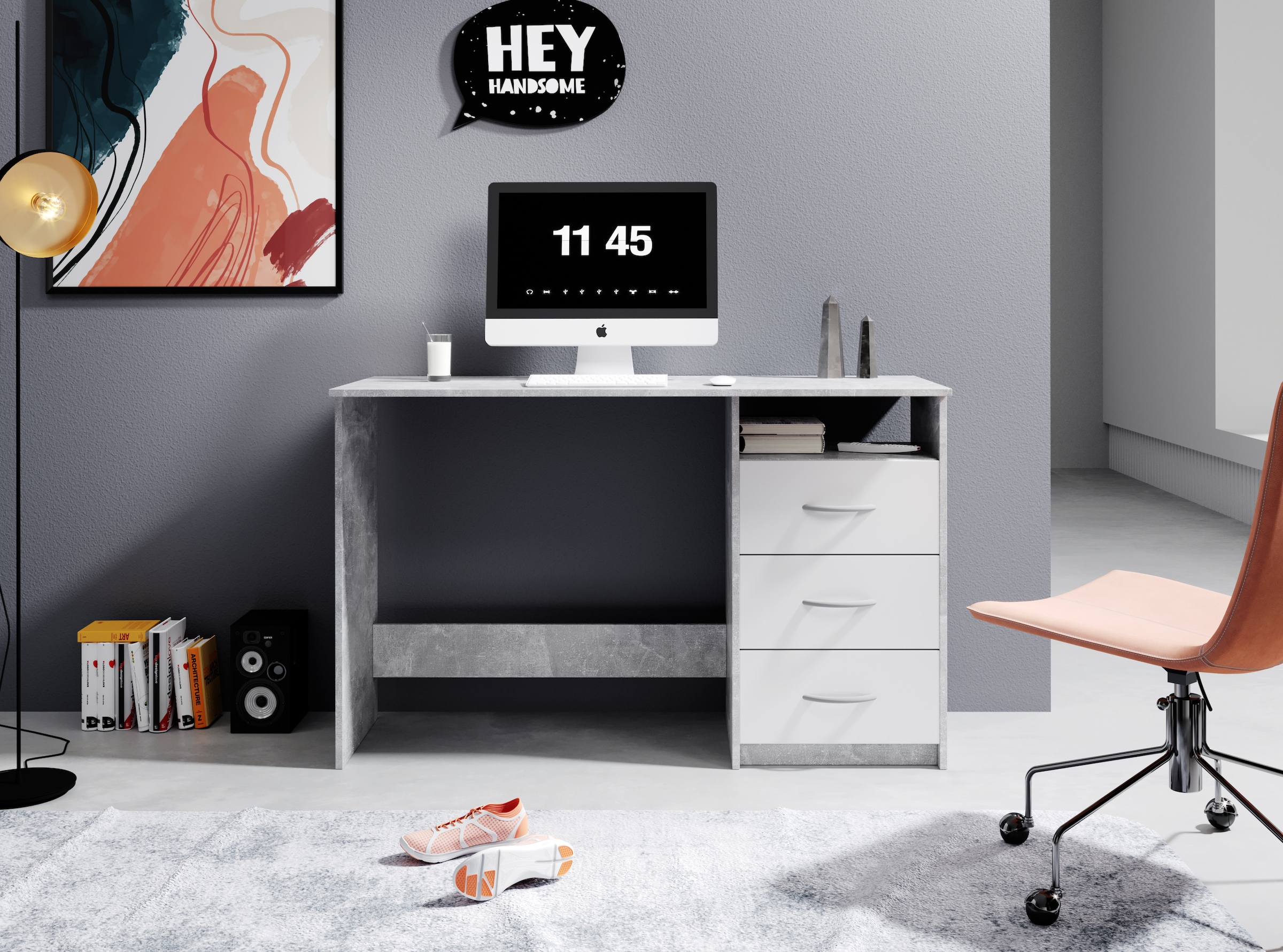 BEGA OFFICE Schreibtisch »Adria, Computertisch,«, Schubkästen rechts oder links montierbar, Breite 123 cm