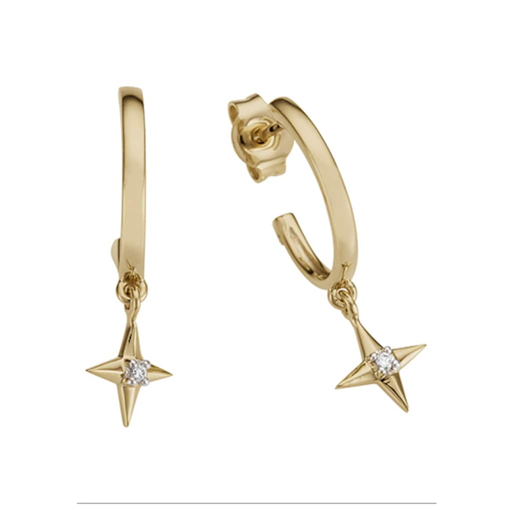 Firetti Paar Creolen »Schmuck Geschenk Gold 333 Stern«, mit Brillant - Krappenfassung