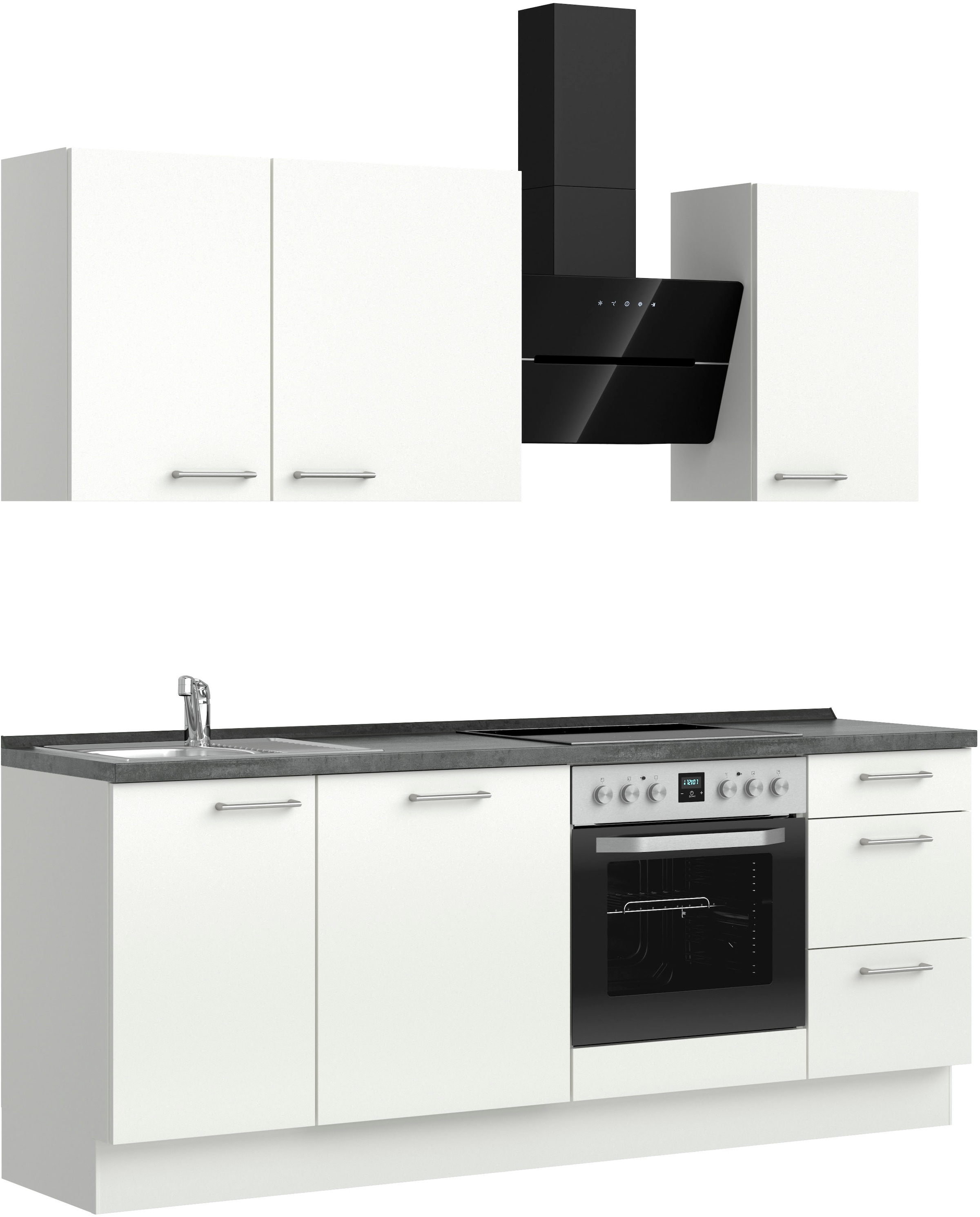 nobilia® Küchenzeile »"Laser II"«, vormontiert, Ausrichtung wählbar, Breite 210 cm, wahlw. mit E-Geräten