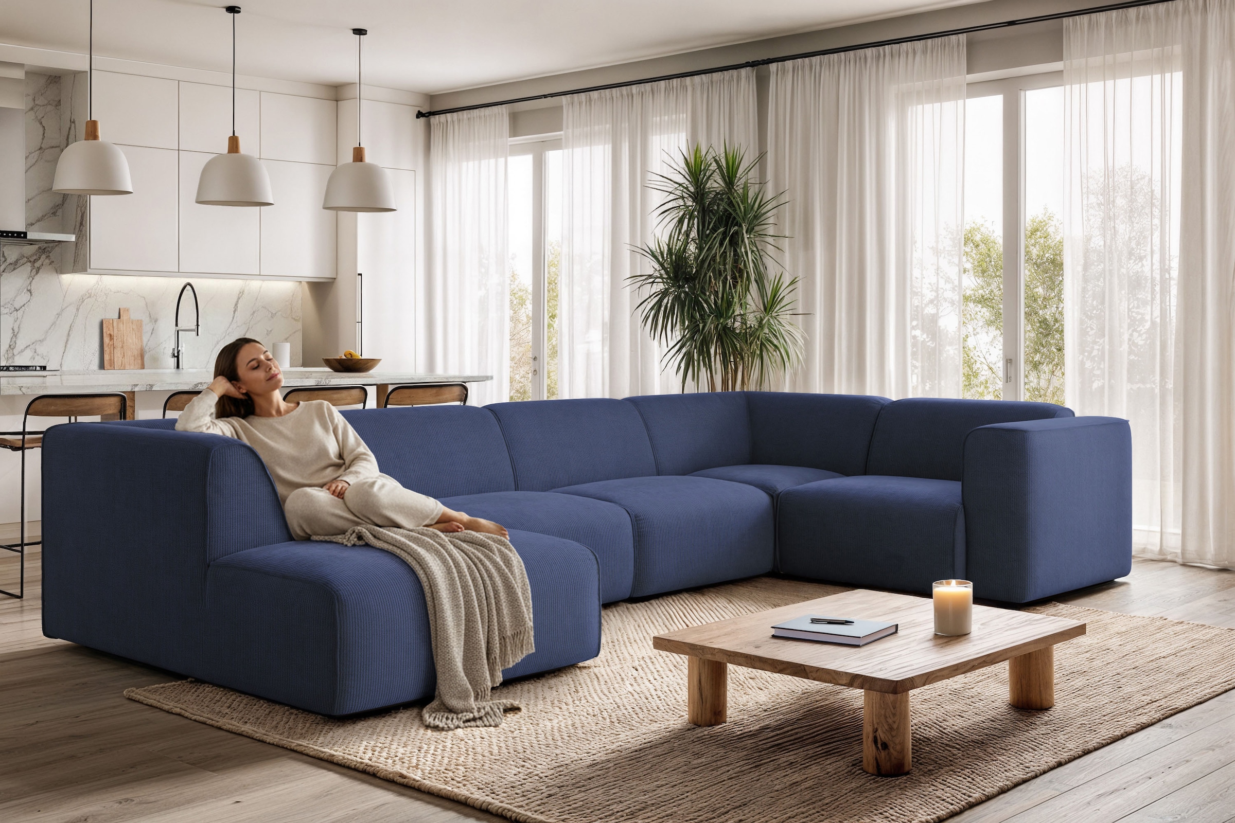 OTTO home Wohnlandschaft »Merid U-Form, B: 367 cm« jederzeit durch Module e günstig online kaufen
