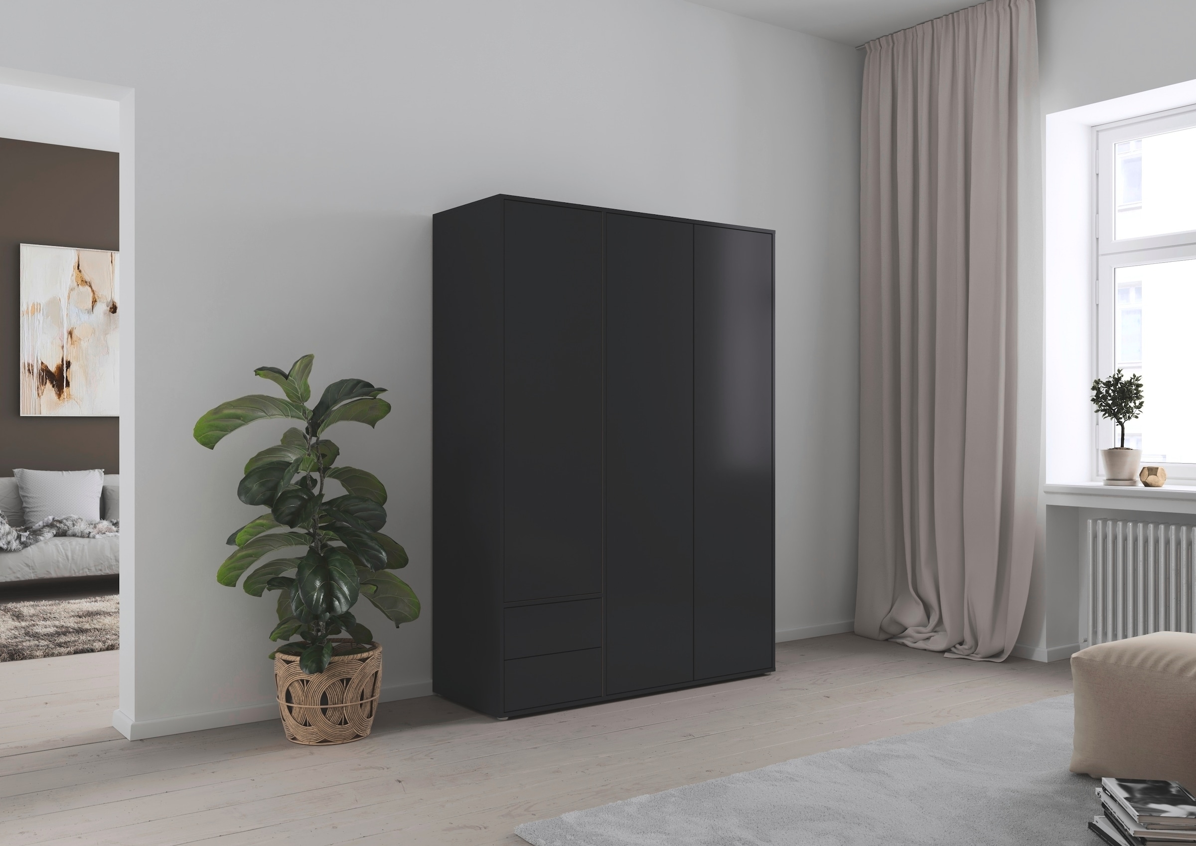 rauch Drehtürenschrank »Kleiderschrank Schrank Garderobe Wäscheschrank NABILA viel Stauraum«, (in 3 verschiedenen Ausstattungen BASIC/CLASSIC/PREMIUM), mit 2 Schubladen und Push-to-Open Funktion TOPSELLER MADE IN GERMANY