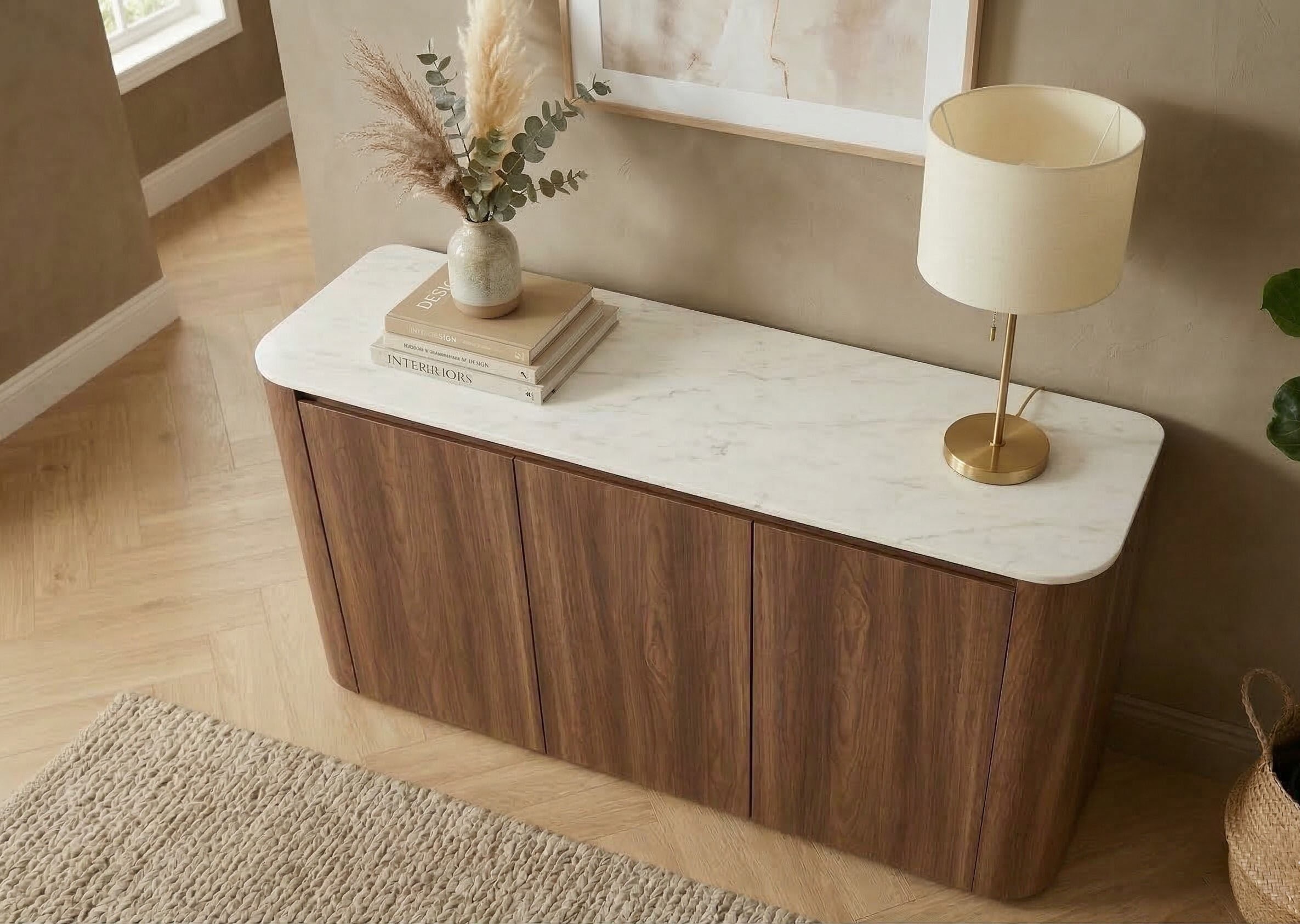 Jahnke Sideboard »TRESOR SB 150« Sideboard, Marmor Look, grifflose Optik, 3 Türen, Breite:150 cm