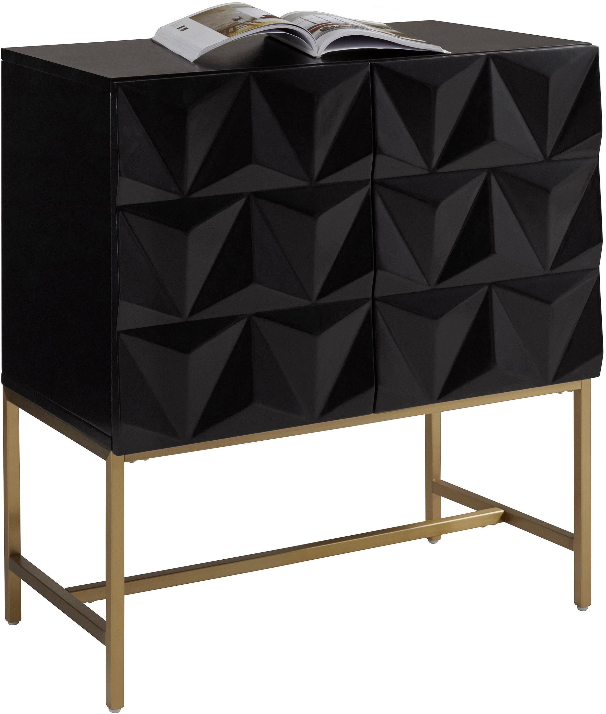 Leonique Sideboard »Rovuma«, in 3D-Optik und goldfarbenem Metallgestell