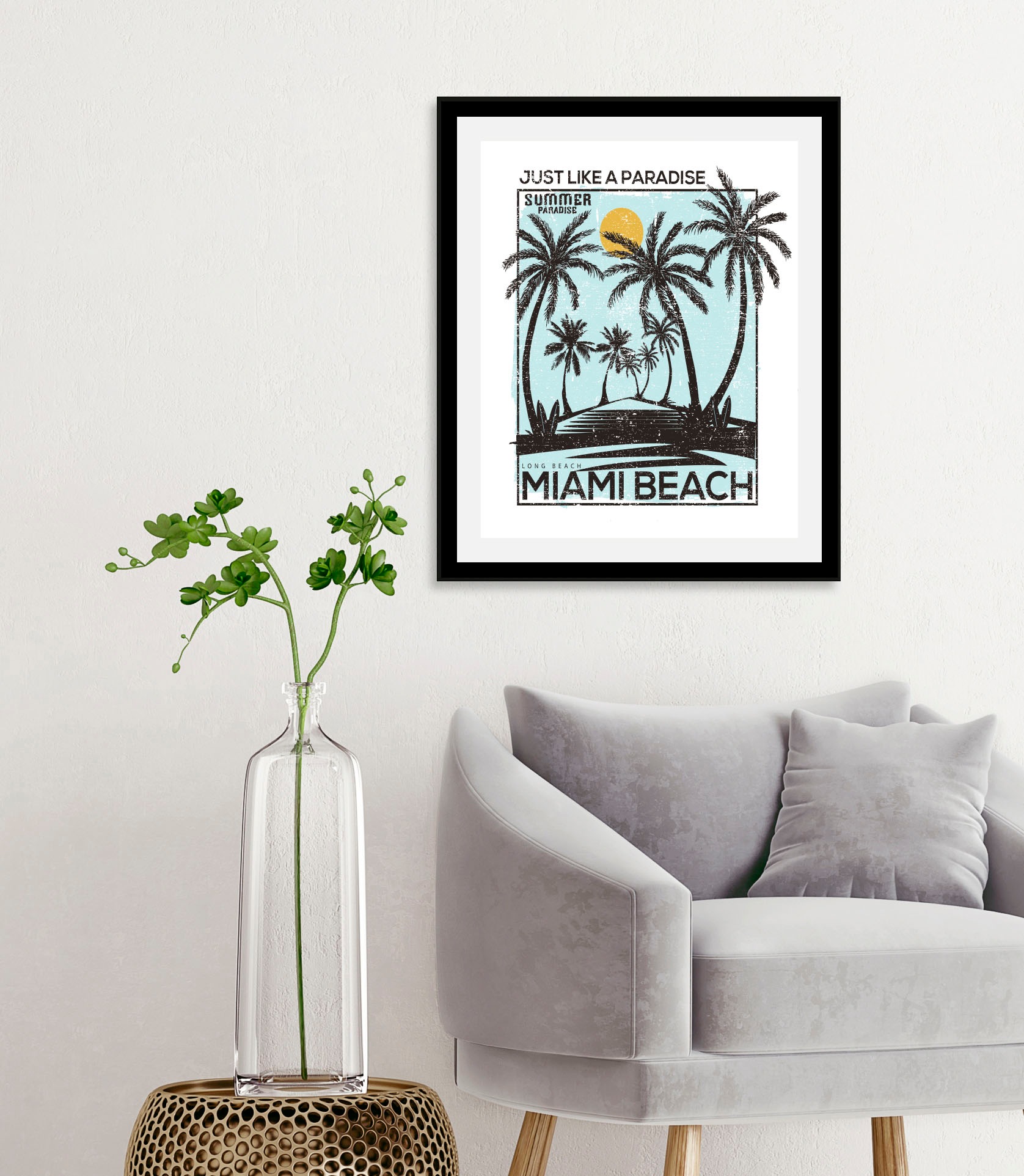 queence Bild »Miami Beach«, Palmen-Schriftzug-Sprüche & Texte-Himmel, (1 St günstig online kaufen