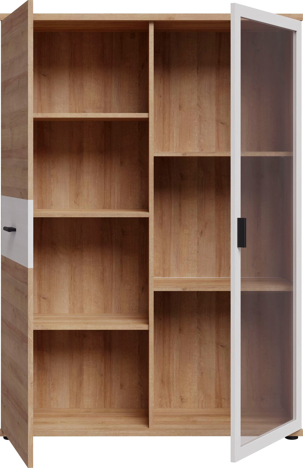 FORTE Vitrine »Chesapeak Highboard inkl. Beleuchtung, 1 Glastür, Höhe 140 cm«, (B/H/T 99,9/140,7/34,8 cm), Highboardvitrine, Glastür, Beleuchtung inklusive, Höhe 140 cm