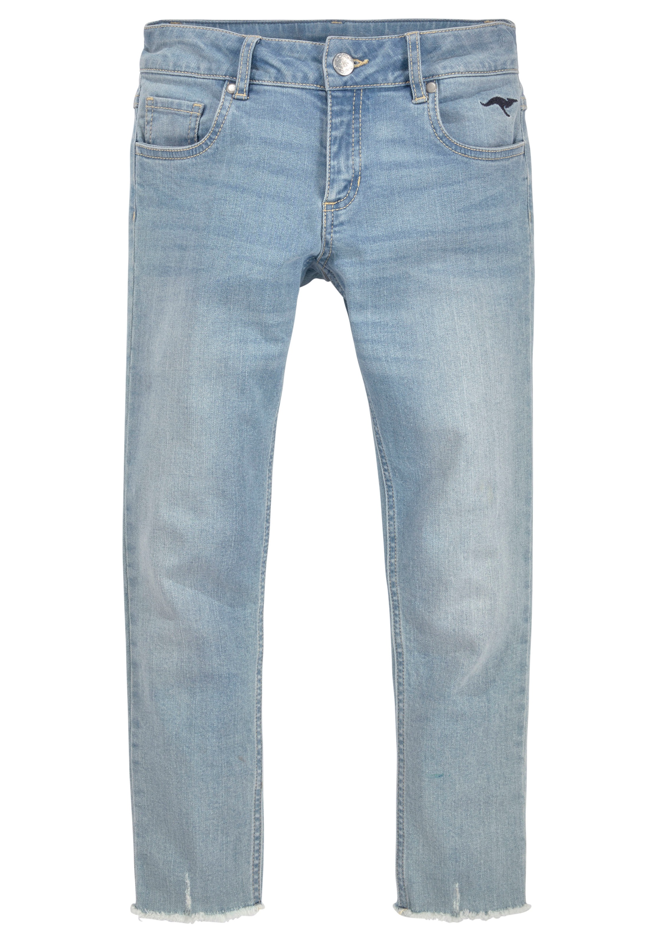 KangaROOS 7/8-Jeans », Stretch-Jeans mit Logo-Stickerei«, schmale Passform, geschnittene Kante, niedrige Leibhöhe