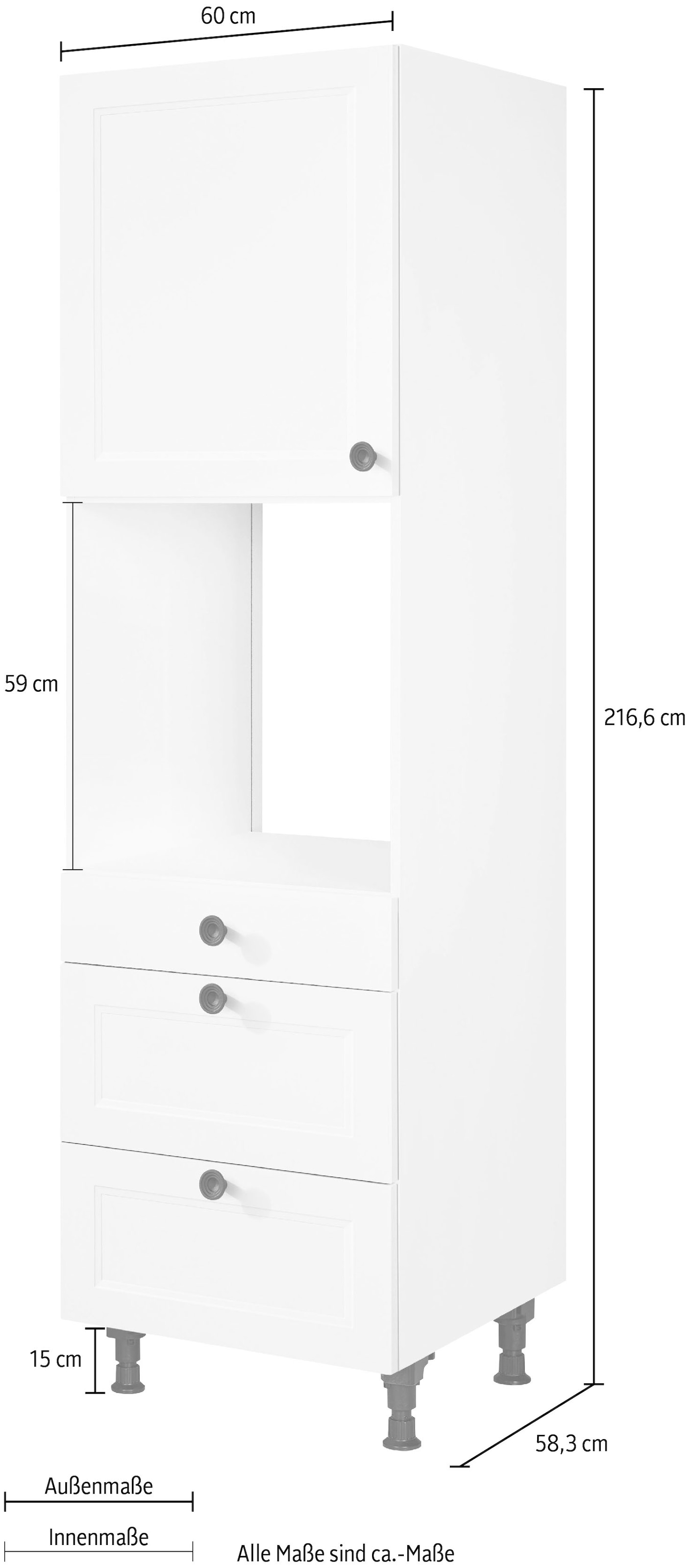 nobilia® Backofenumbauschrank »"Cascada", Ausrichtung wählbar, mit Schublade und zwei Auszügen und«, einer Tür, vormontiert, Breite/Höhe: 60/216,6 cm