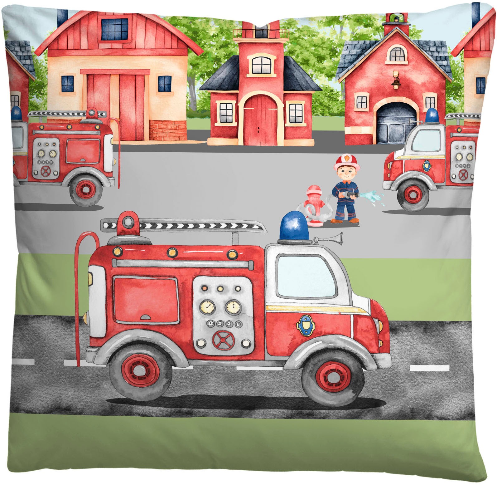 Biberna Kinderbettwäsche »0004523 Feuerwehr« 2 Stk. wohlig warm + weich, pflegeleicht, 100% Baumwolle, Reißverschluss