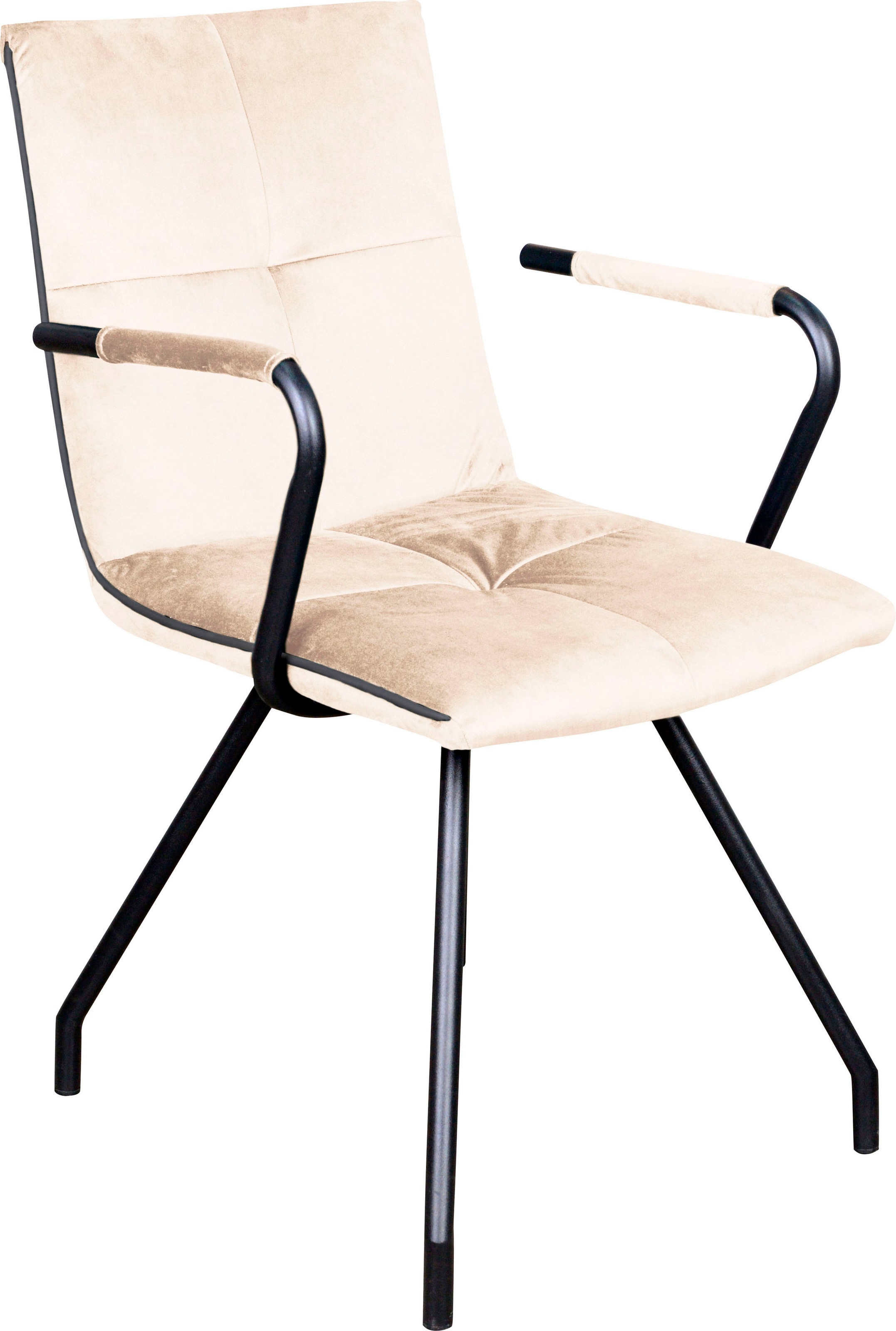 Kayoom Polsterstuhl »Stuhl Eaden 225 2er-Set, samtiger Stoffbezug, Paspel aus Kunstleder«, (Set), 2 St., stilvoll, pflegeleicht, zeitgemäße Farbgebung, samtiger Stoffbezug