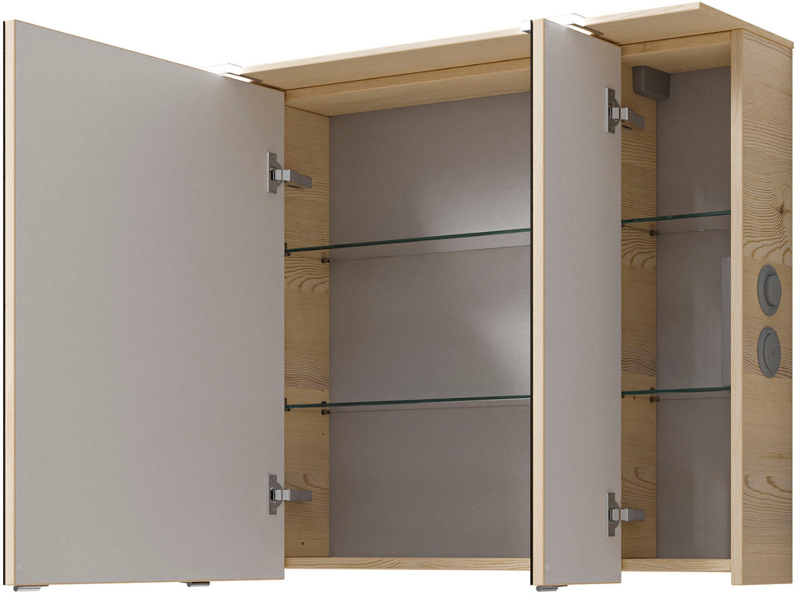 Saphir Badmöbel-Set »Serie 6025 2-teilig Mineralmarmor-Waschtisch mit LED-Spiegelschrank«, (2 St.), Waschplatz 97 cm breit, 2 Schubladen, 3 Spiegel-Türen, inkl Türdämpfer