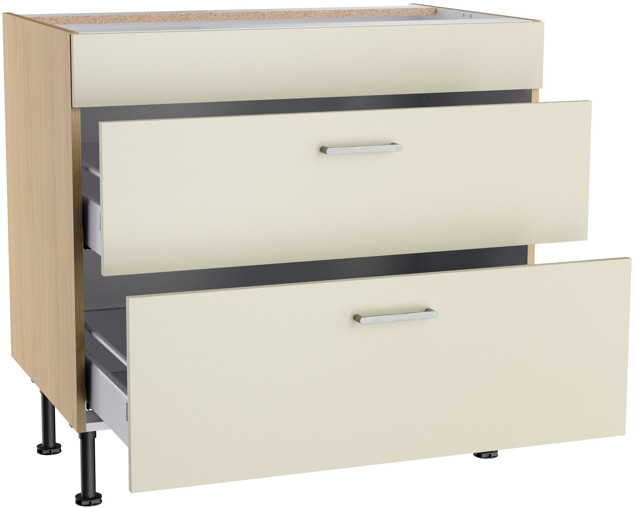 KOCHSTATION Kochfeldumbauschrank »KS-Lucy« Breite 90 cm, mit 2 Auszügen, Soft-Close, höhenverstellbare Füße
