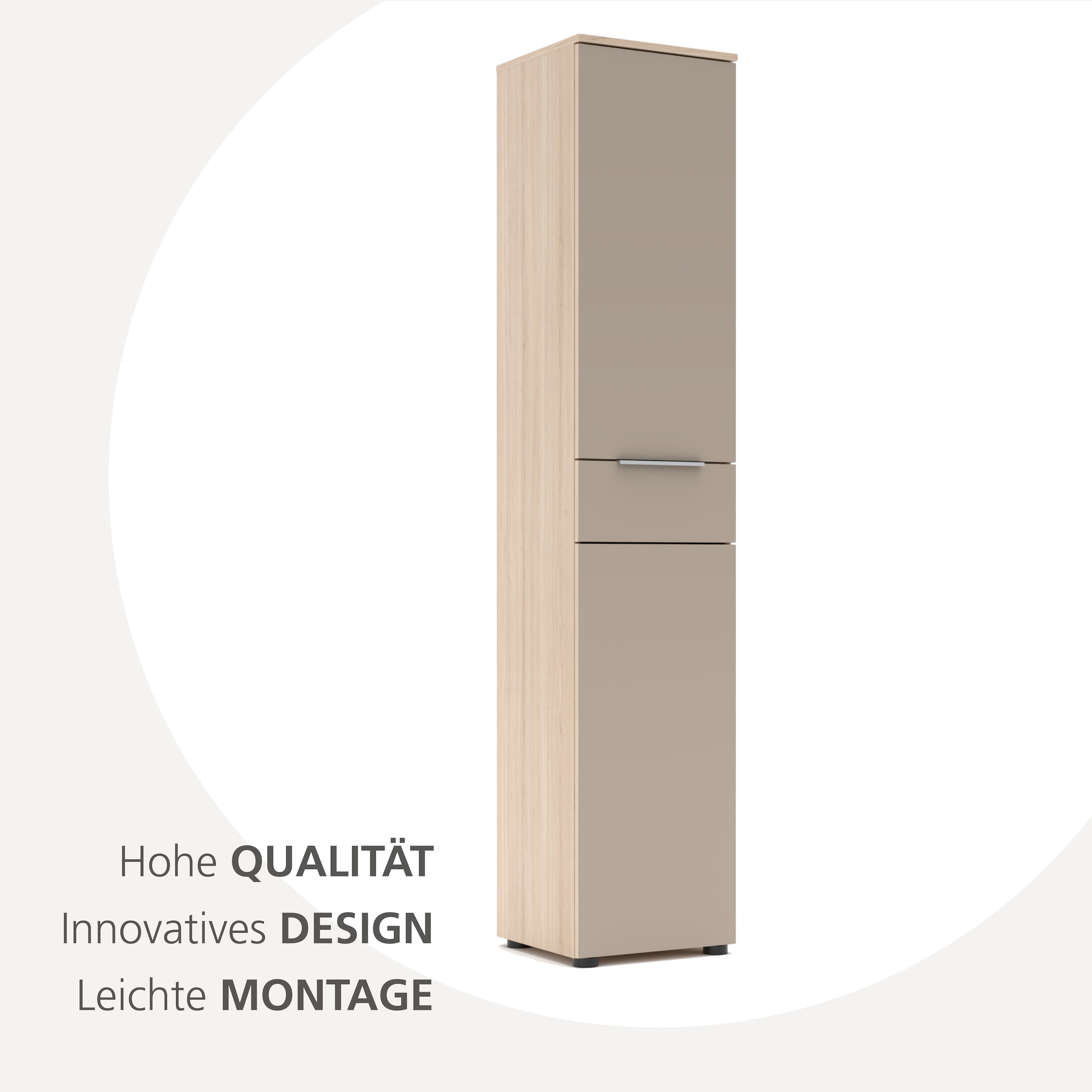 Innostyle Aktenschrank »Büroschrank Santorin, 40/198/38 cm ( B/H/T)« 1 Stk. tlg. 1 Tür links/rechts verwendbar, Softclose, Klarglas, ABS Schutzkante