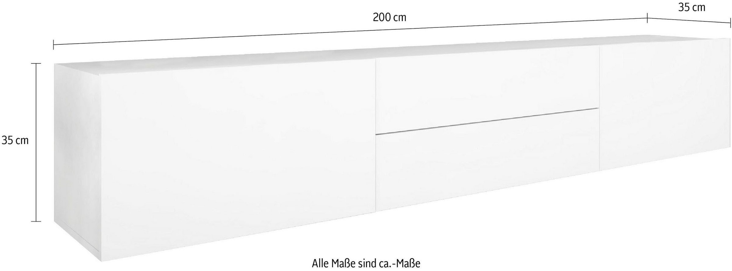 borchardt Möbel Lowboard »Sophia«, Breite 200 cm mit 2 Klappen und 2 Schubkästen, stehend und hängend