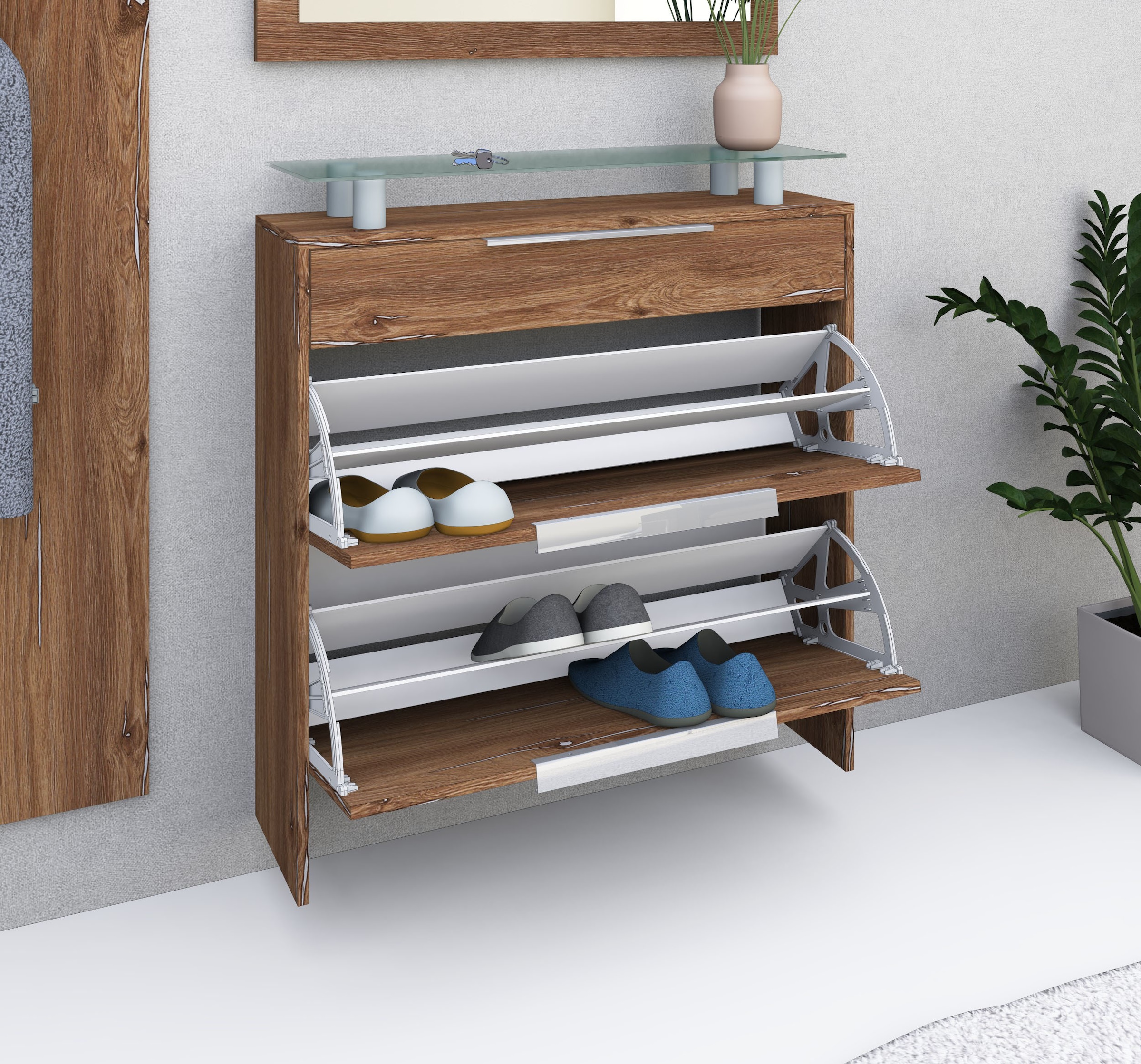 borchardt Möbel Garderoben-Set »Oliva«, (3-tlg.), mit hängendem Schuhschrank, Paneel und Spiegel