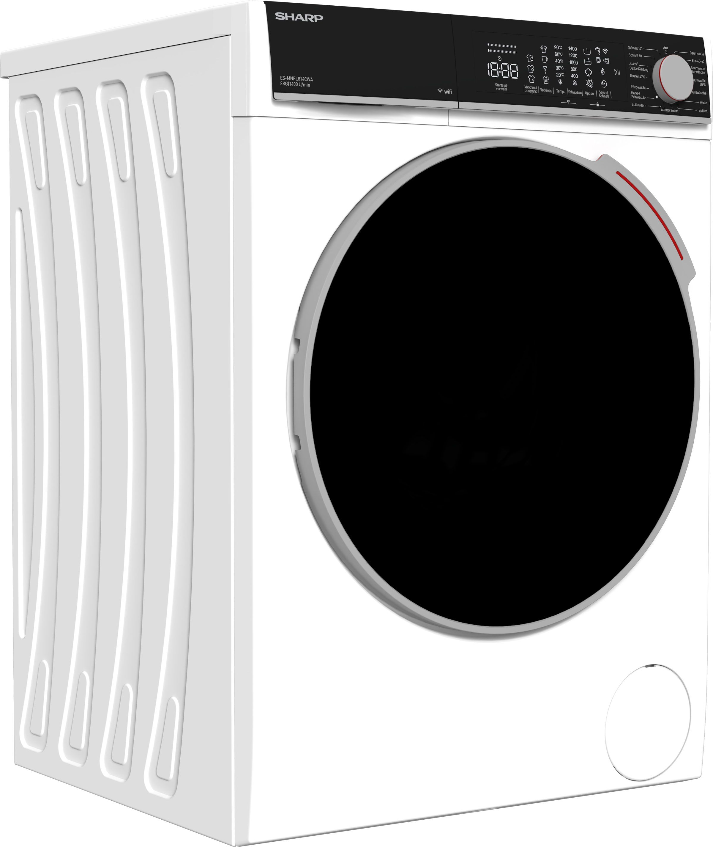 SHARP Waschmaschine Microfiber »ES-MNFL814CWA-DE« 8 kg 1400 U/min 8kg / WIFI / Filter gegen Mikroplastik in der Tür / EEK A / 1400 U/min weiß...