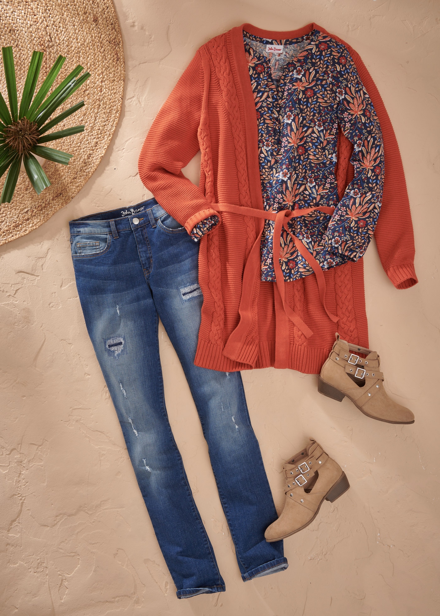 bonprix Tunikashirt 2 Stk. mit All-Over Print und V-Ausschnitt mit Knopfleiste