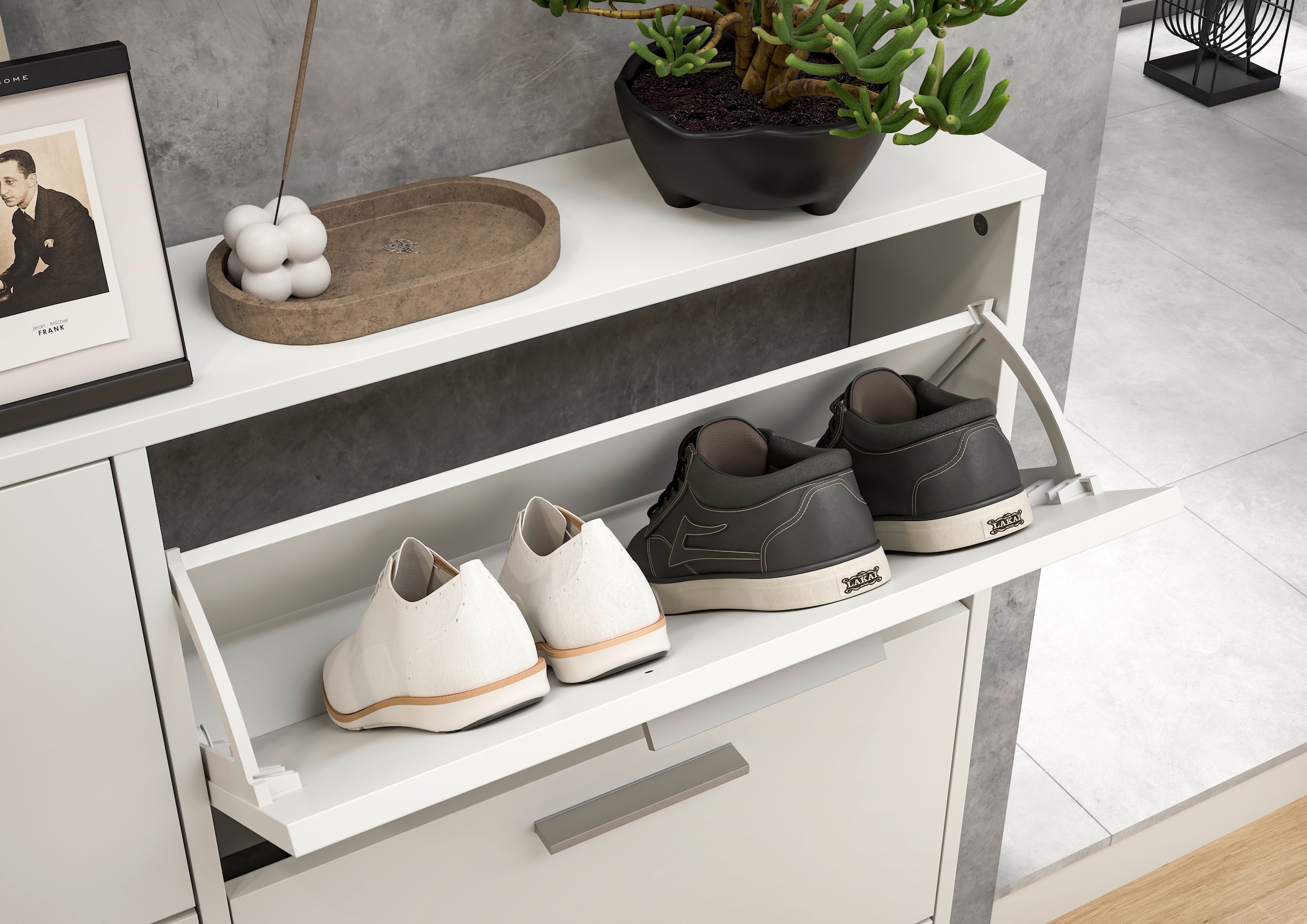 HBZ Schuhkommode »Sam«, (1 St.), Schuhkipper, Schuhschrank mit 3 Klappen, BxHxT 59x103x17cm