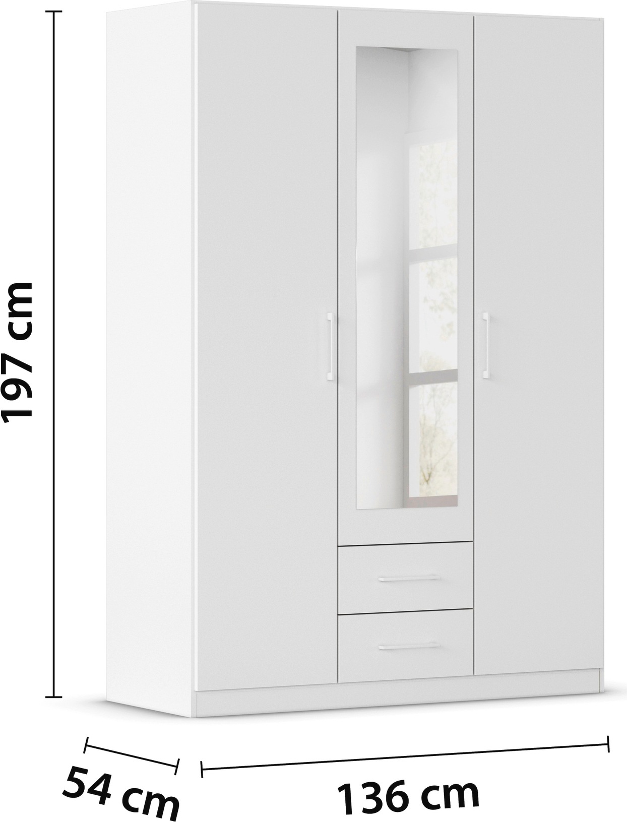 rauch Drehtürenschrank »Kleiderschrank Schrank Garderobe KREFELD optional mit Spiegel«, mit 3 Griff-Varianten, inkl. praktischen Schubladen MADE IN GERMANY