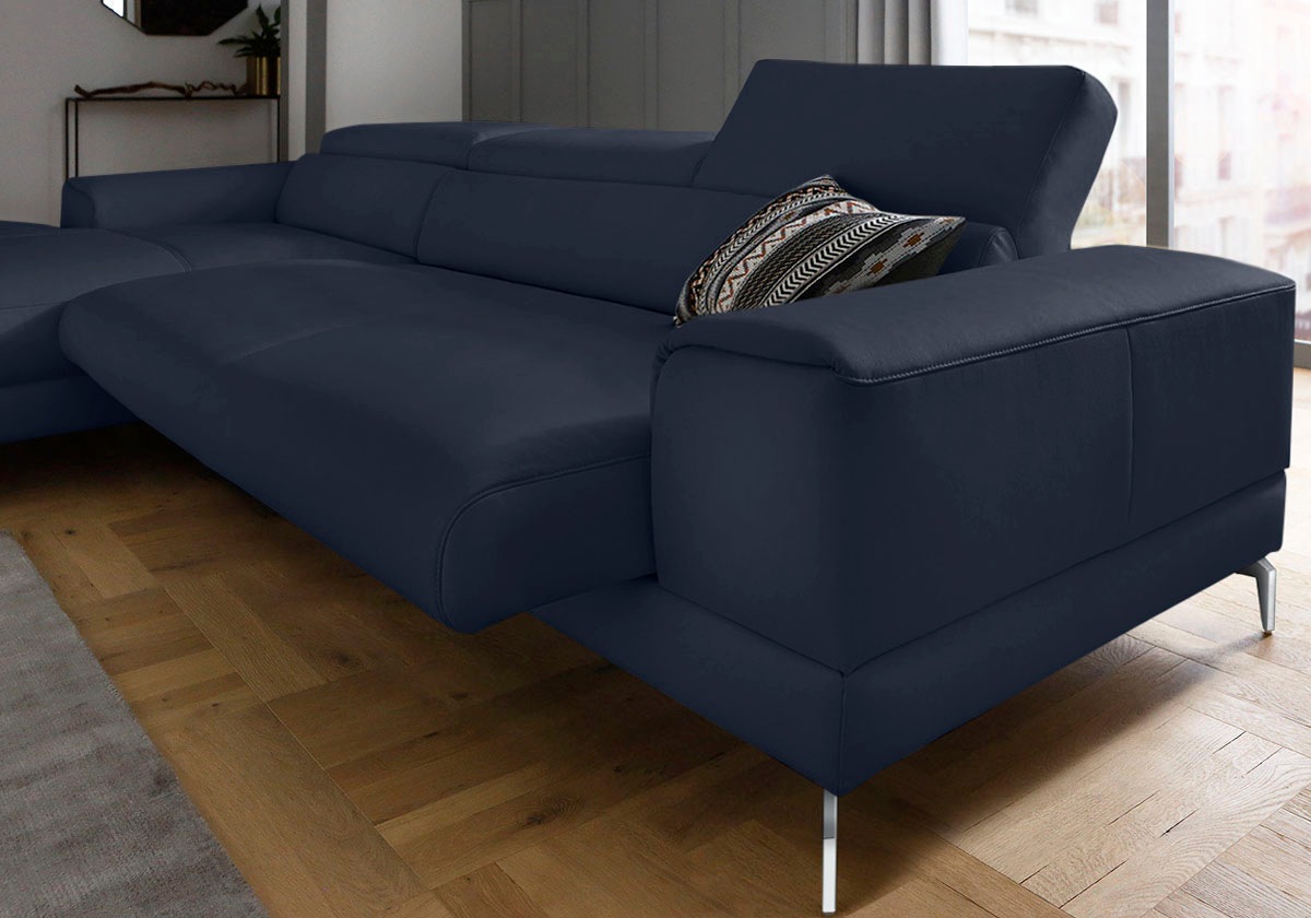 W.SCHILLIG Ecksofa »piedroo, Designsofa mit tollem Sitzkomfort, elegant und bequem, L-Form«, Kopfteilverstellung, wahlweise mit Sitztiefenverstellung, Breite 343cm