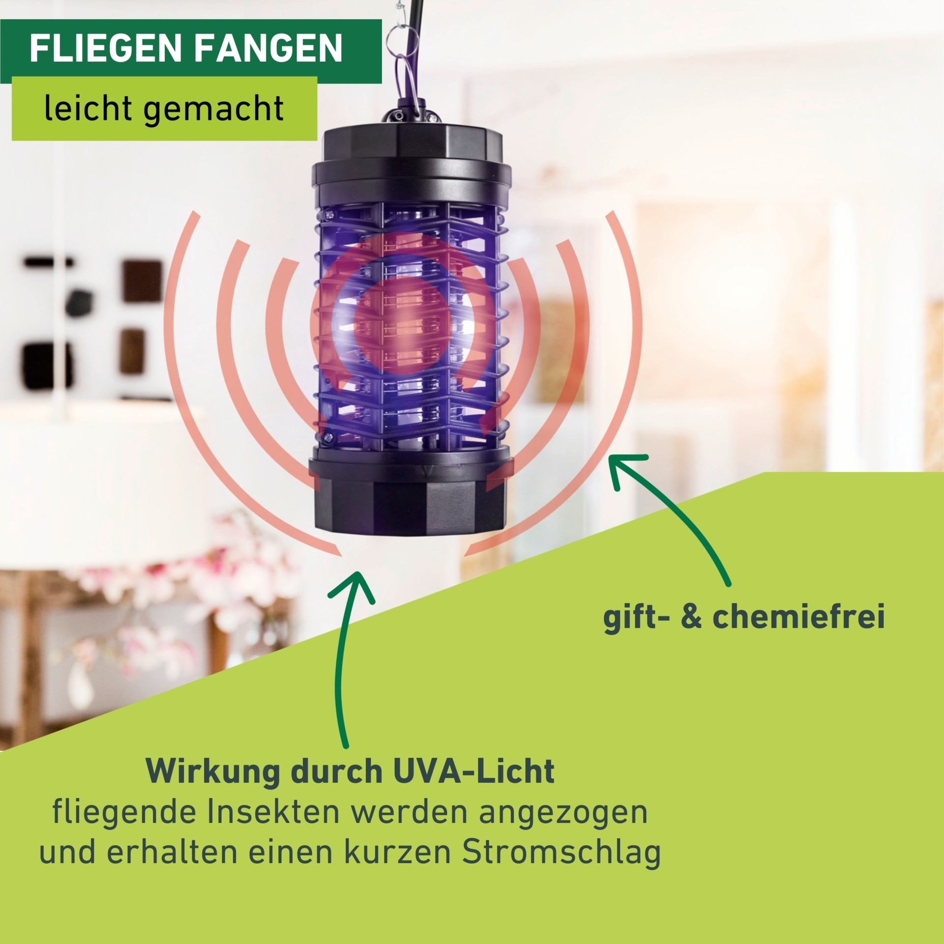 Windhager Insektenfalle »für Fluginsekten, Schutzlampe für den Fang von Insekten« vollisoliertes Kunststoffgehäuse, UV-Lampe mit 4 oder 11 Watt
