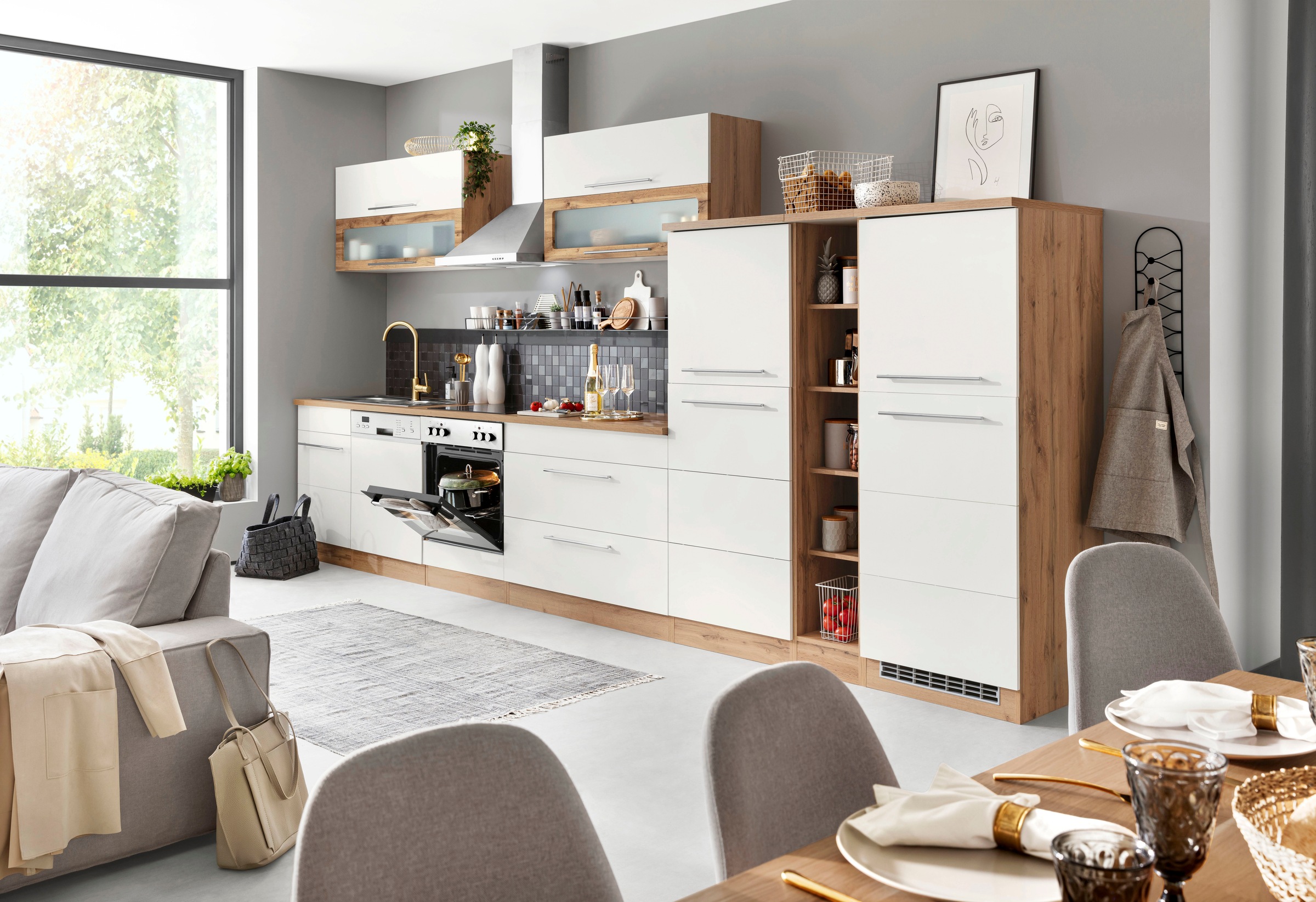 KOCHSTATION Küchenzeile »KS-Wien« Breite 420 cm, wahlweise mit E-Geräten günstig online kaufen