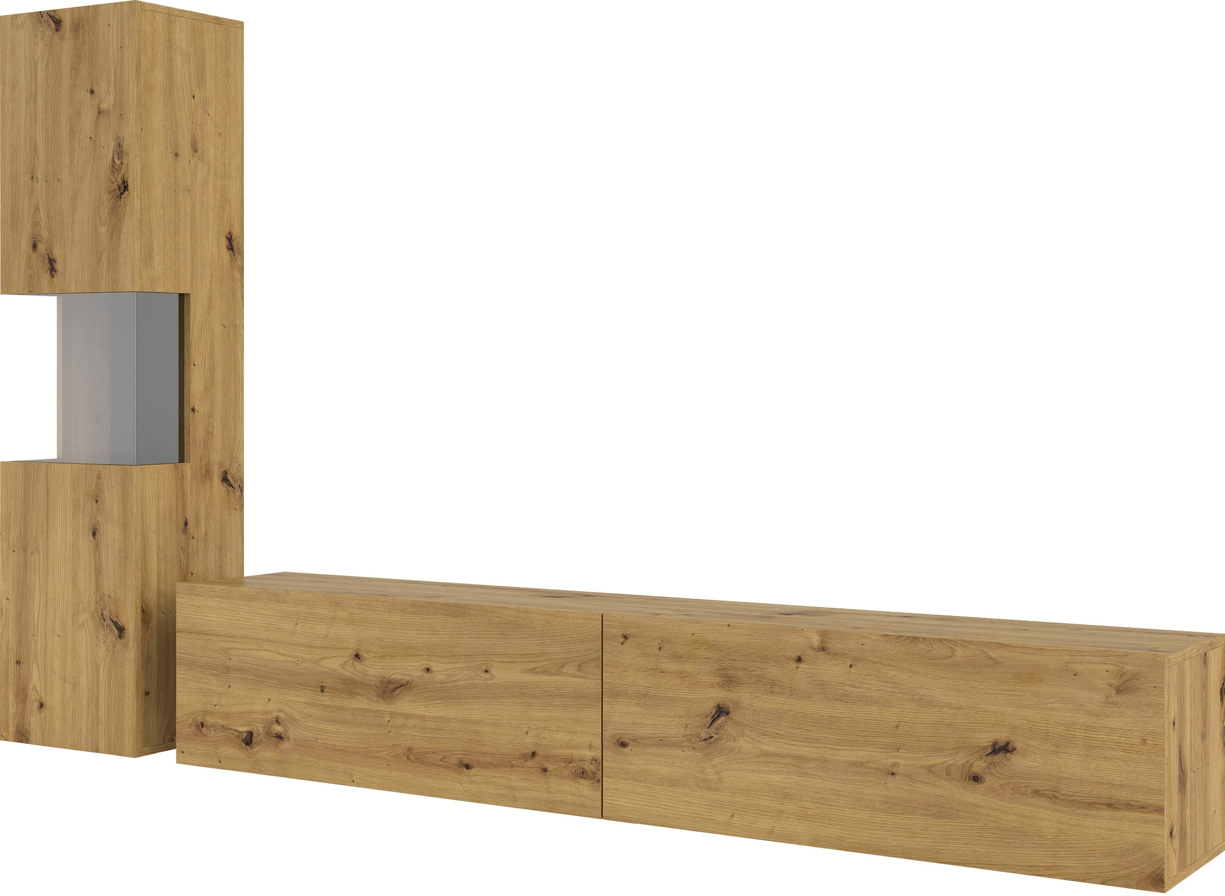 INOSIGN Wohnwand »Ava, Wohnzimmer-Set hängend/stehend montierbar, Vitrine, Lowboard«, 2-tlg.