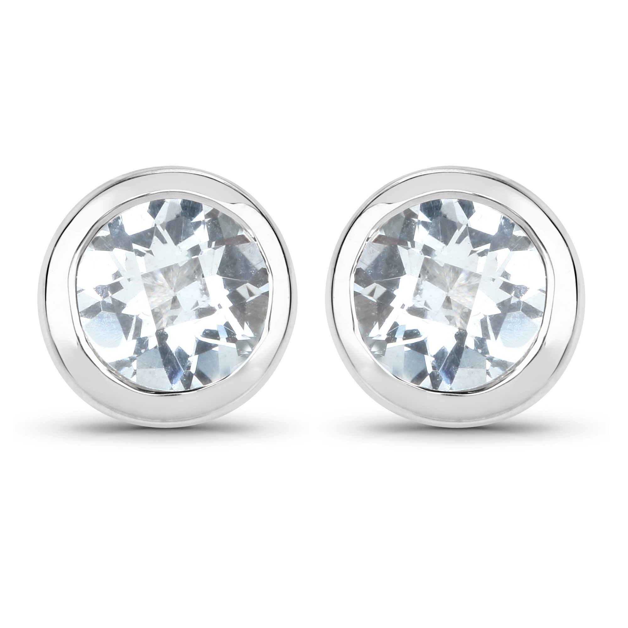 Vira Jewels Paar Ohrstecker »925-Sterling Silber rhodiniert glänzend Aquamarine hellblau rund«