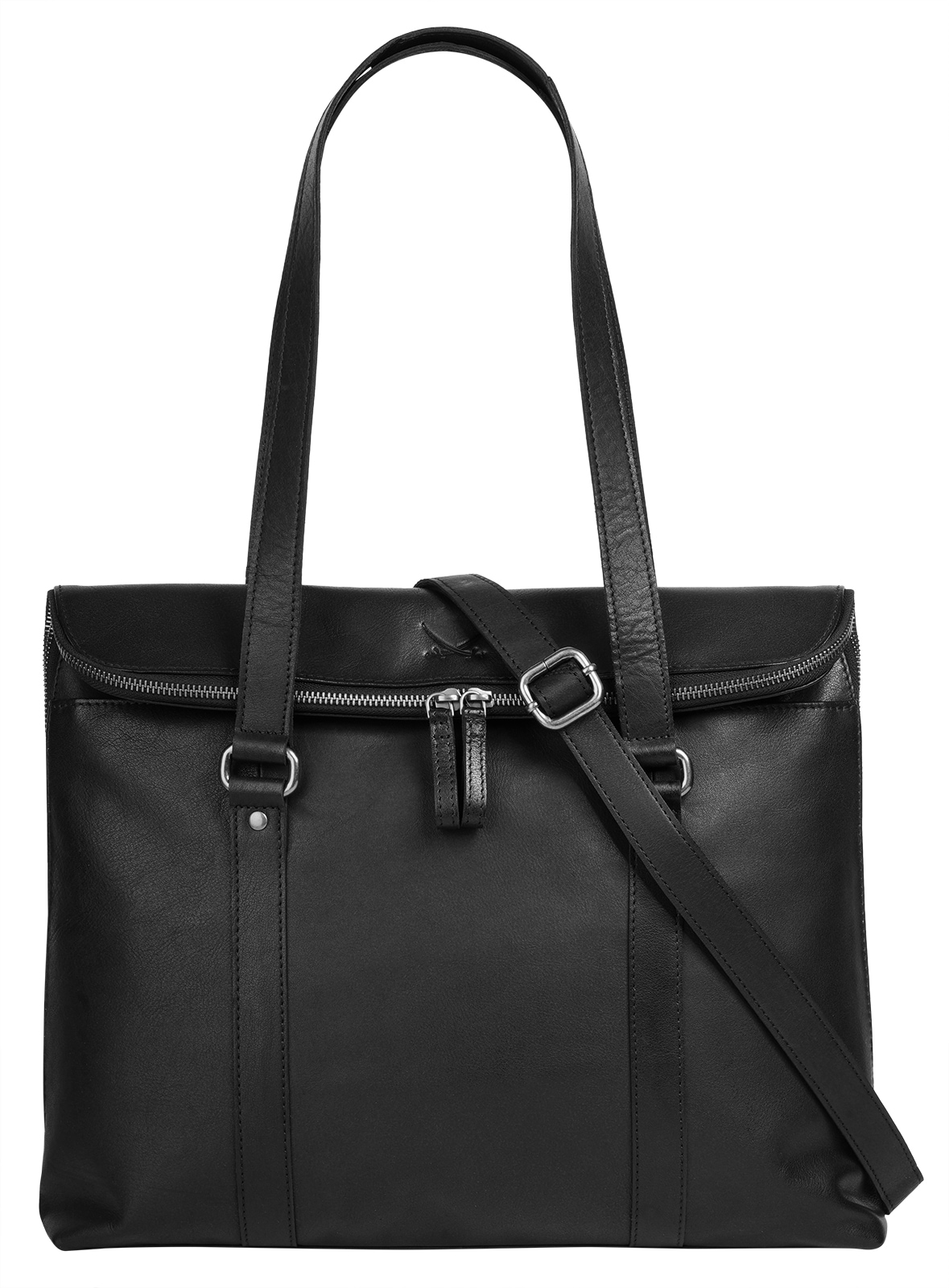 Shopper, echt Leder, Gr. B/H/T: 40 cm x 38 cm x 9 cm onesize, schwarz