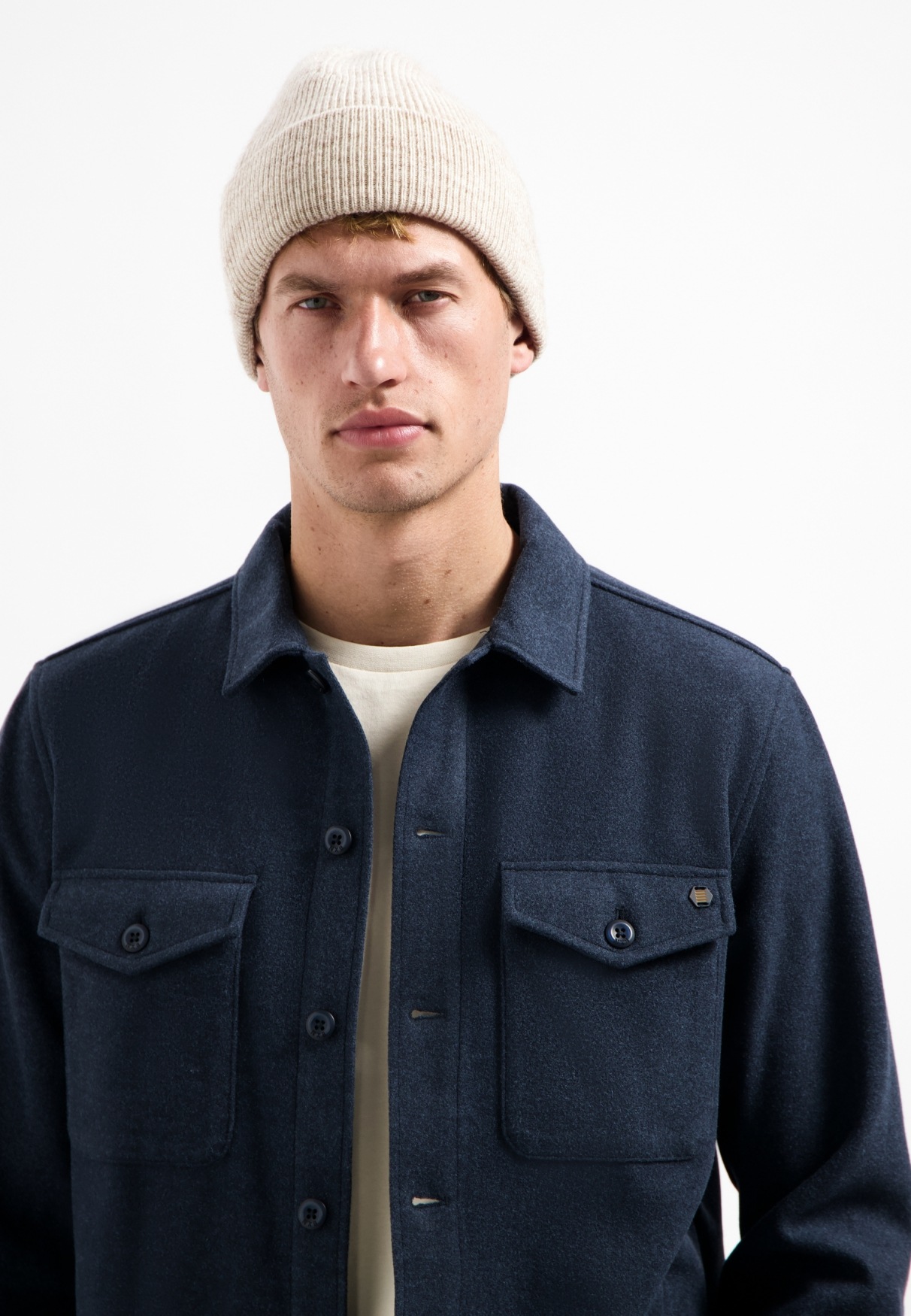 NO EXCESS Langarmhemd »No Excess Meliertes Overshirt Overshirt Button Closure Melange«